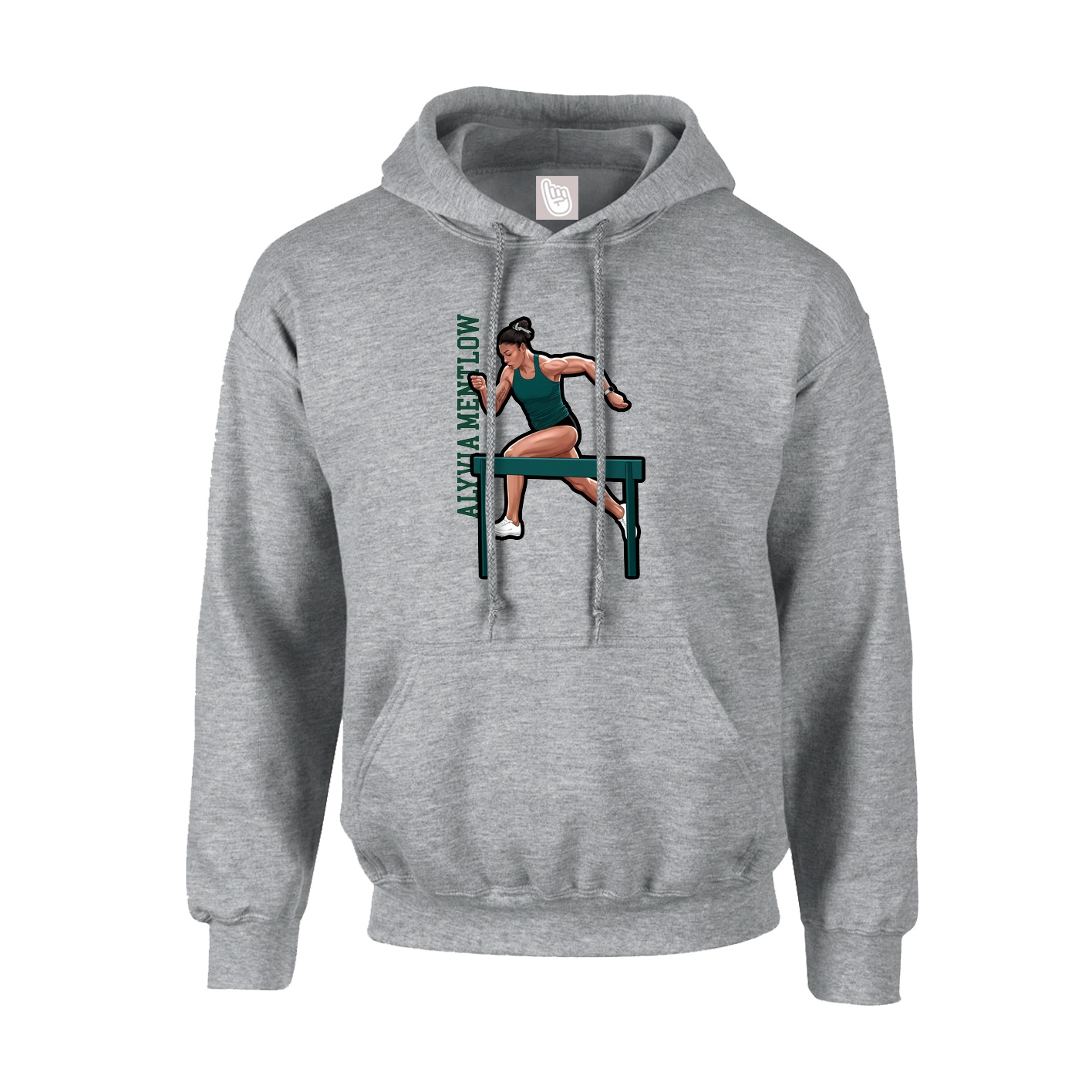 Hoodie — Name Vertical in Grey
