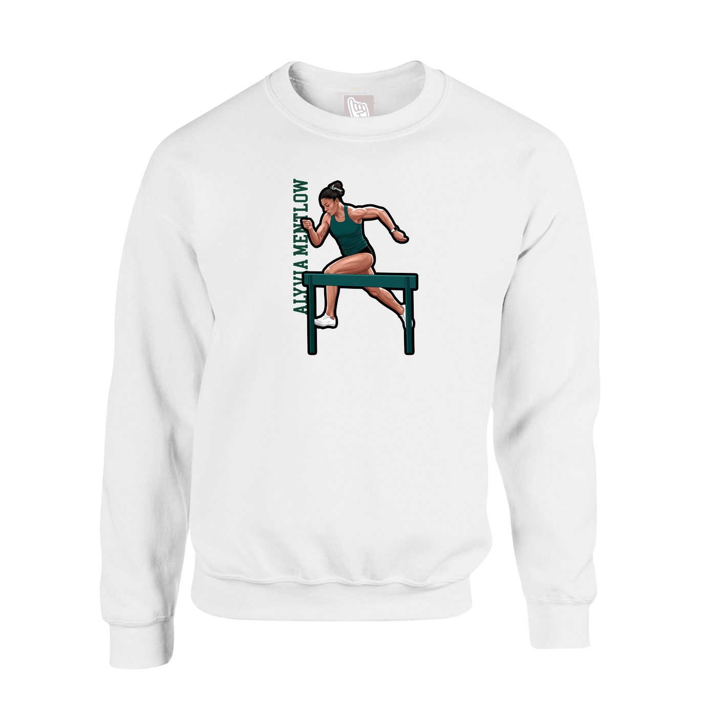 Fleece Crew — Name Vertical in White