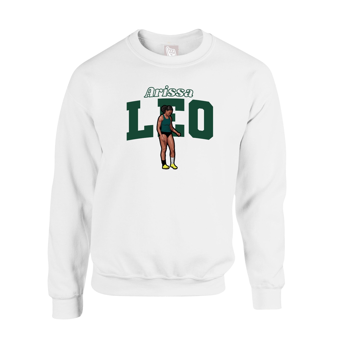 Fleece Crew — Name Arch in White
