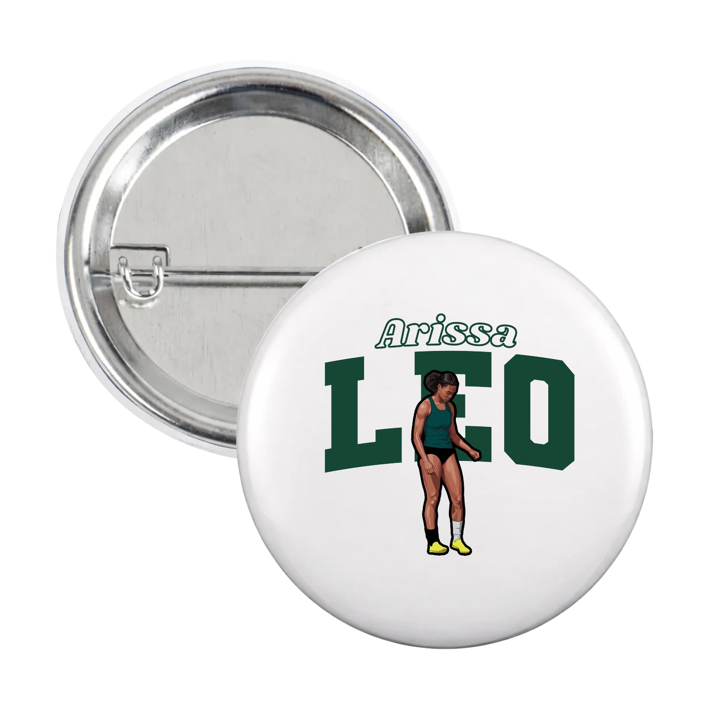 Game Day Button — Name Arch in White