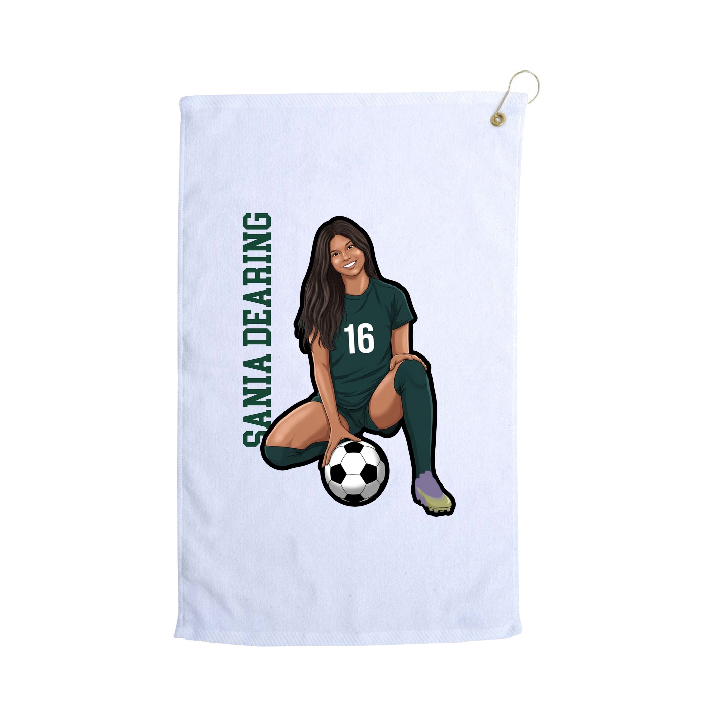 Golf Towel — Name Vertical in White