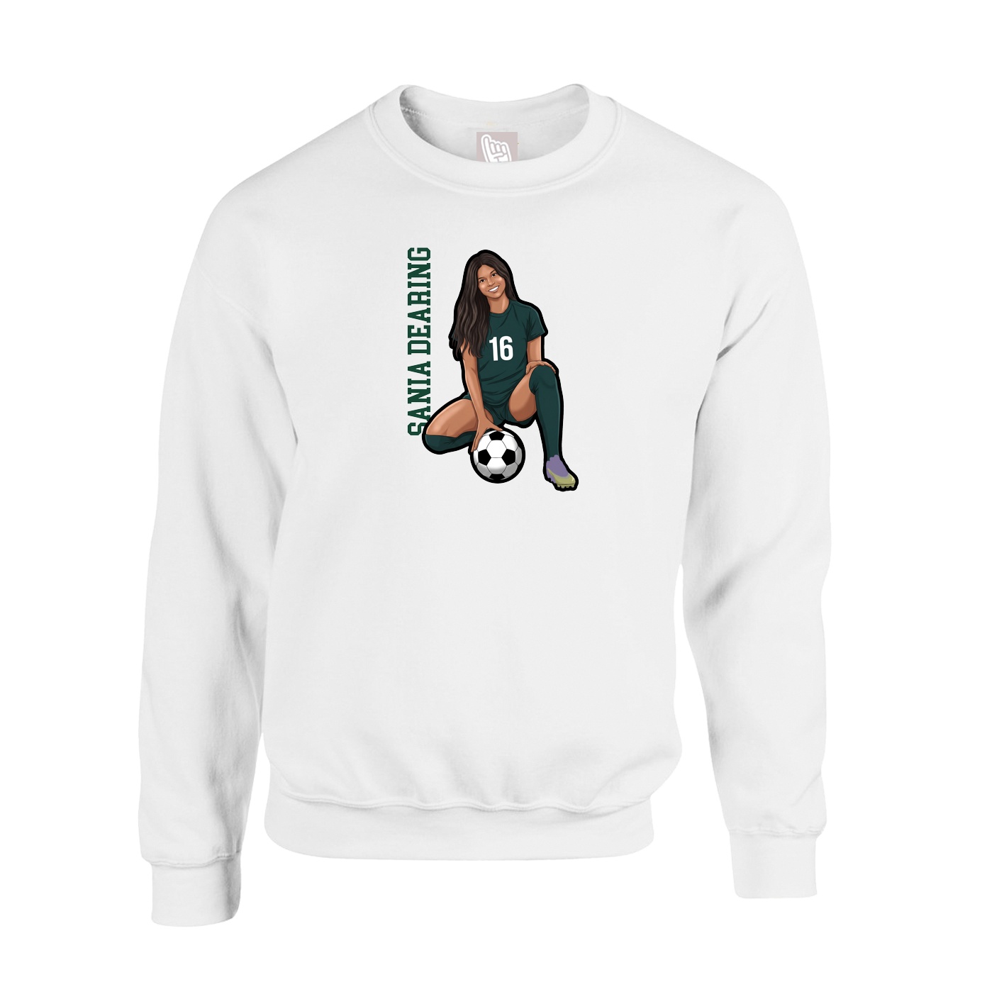 Fleece Crew — Name Vertical in White