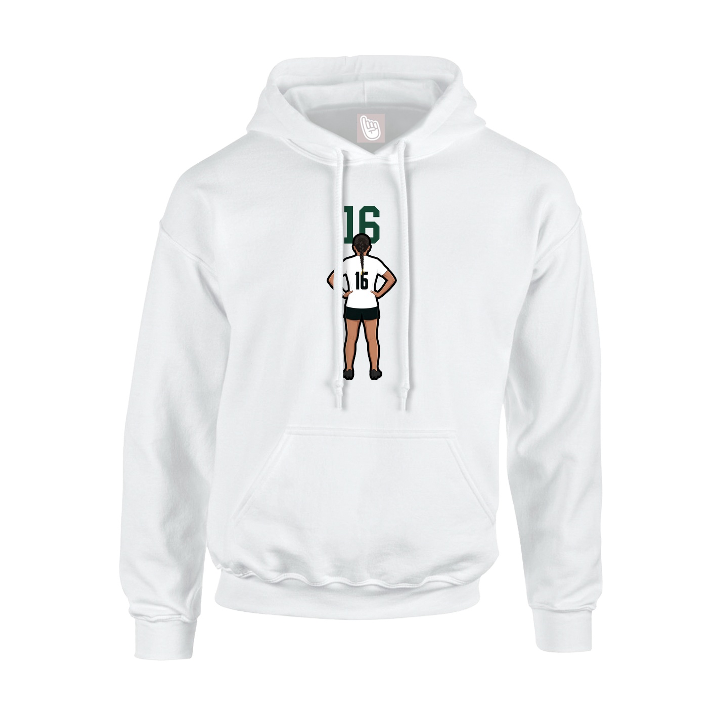 Youth Hoodie — Number Top in White