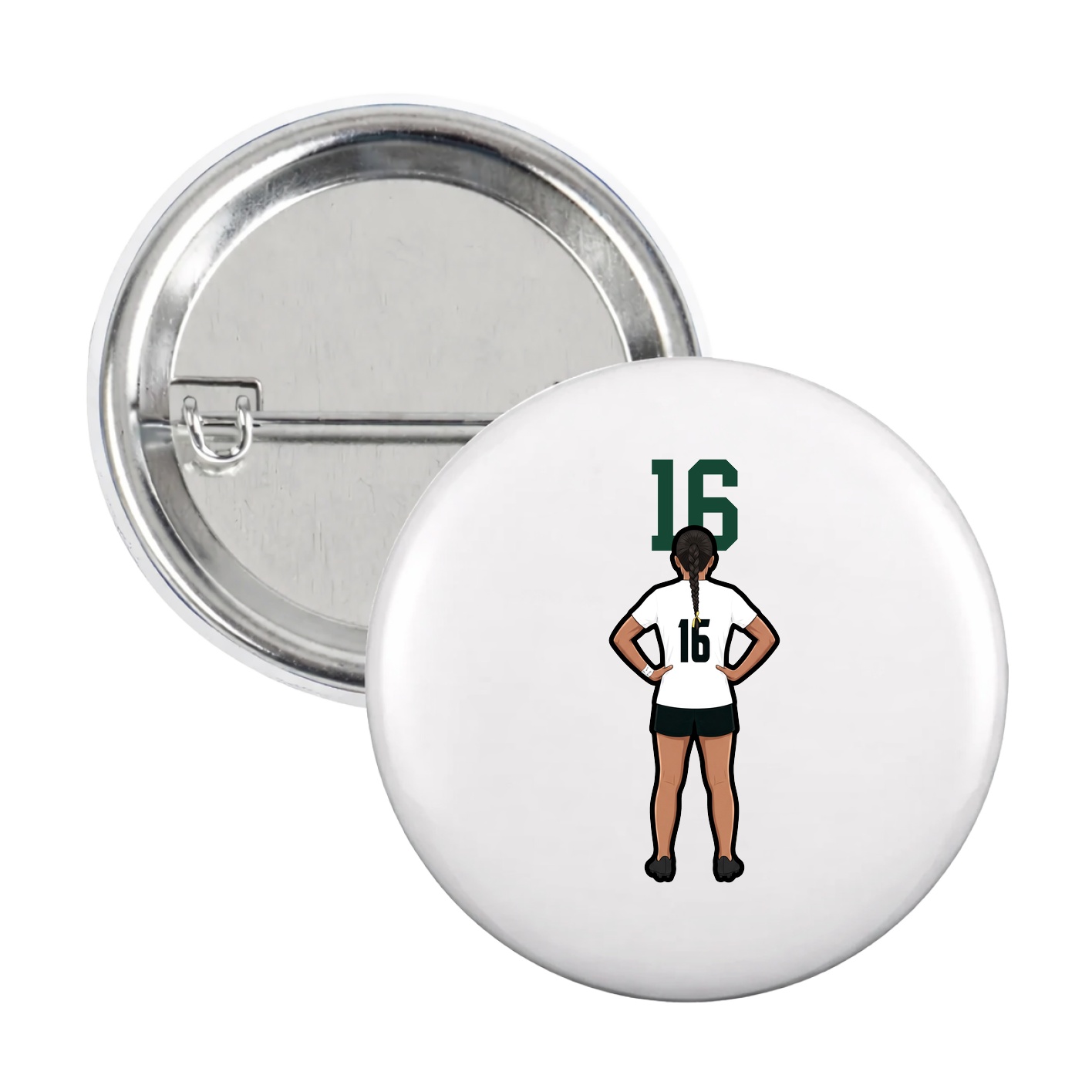 Game Day Button — Number Top in White