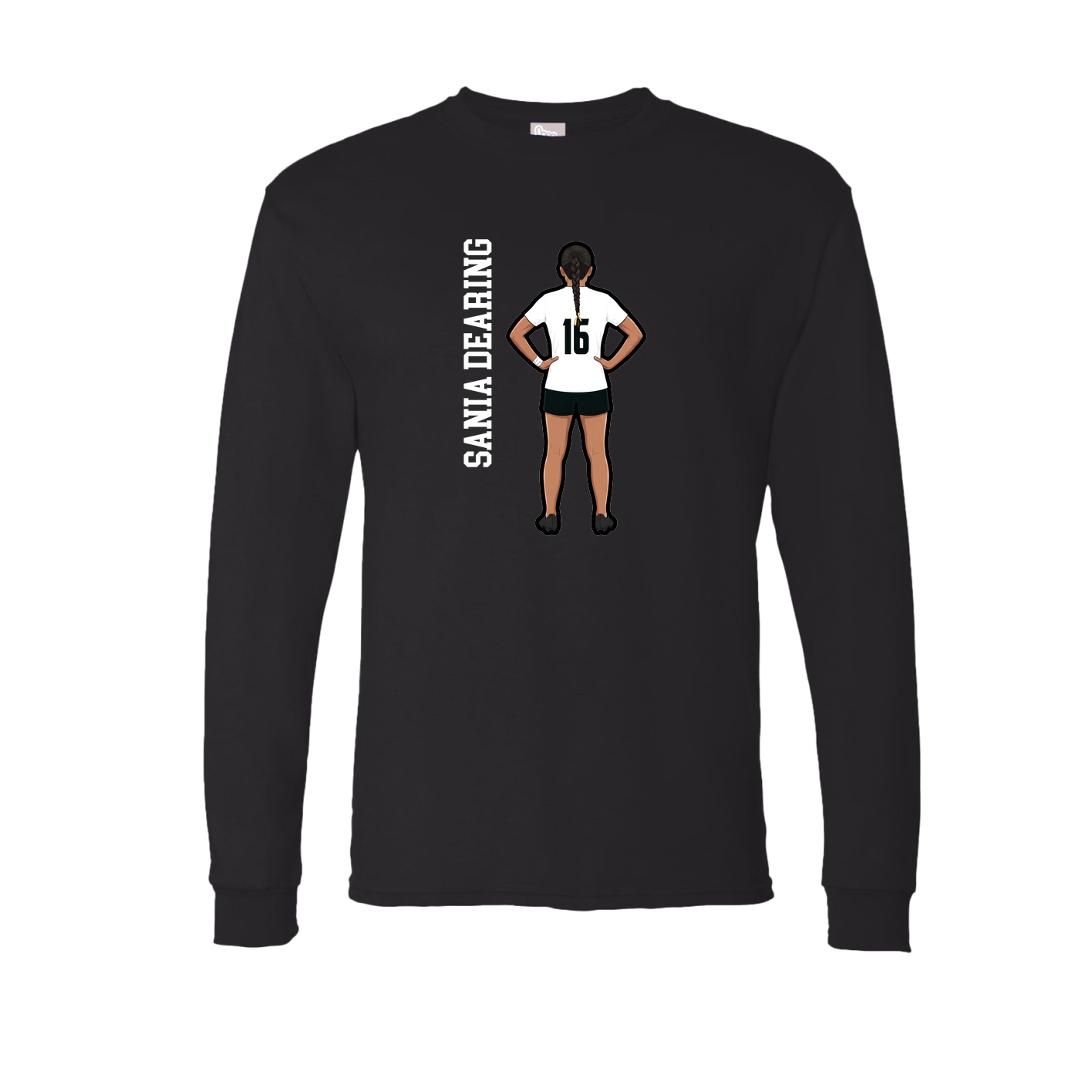 Long Sleeve Tee — Name Vertical in Black