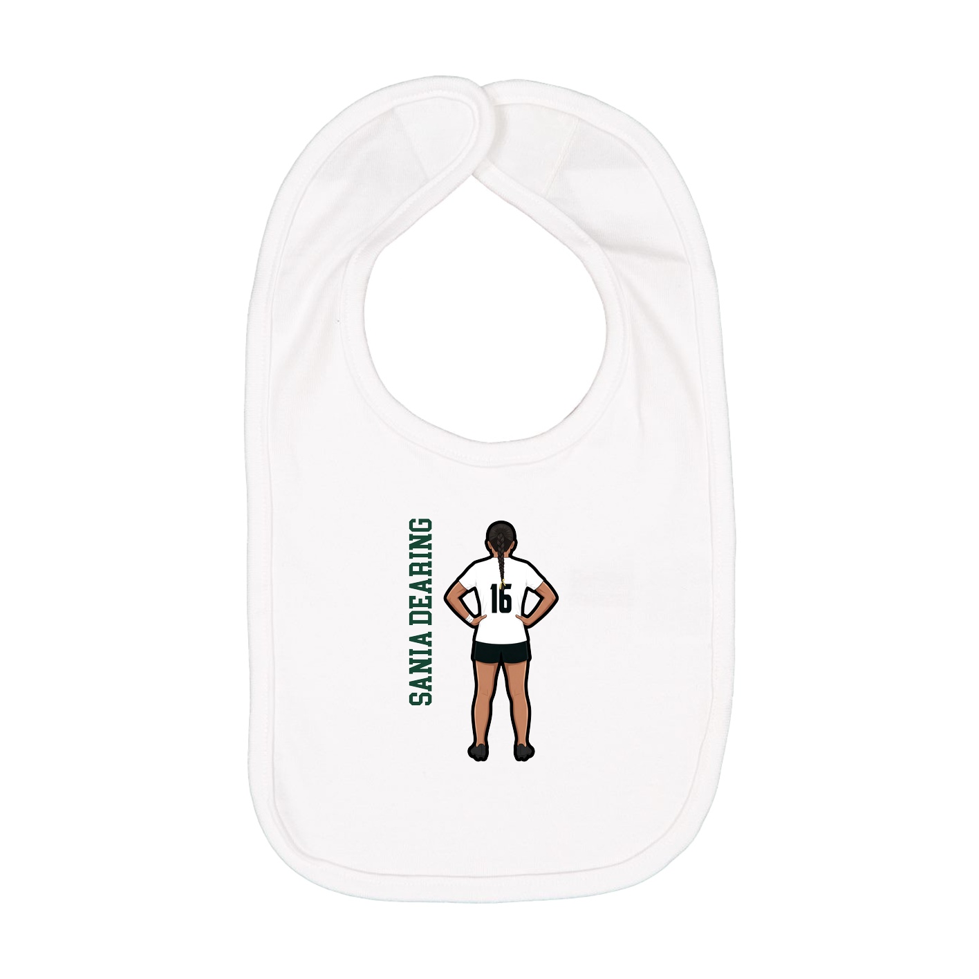 Infant Bib — Name Vertical in White