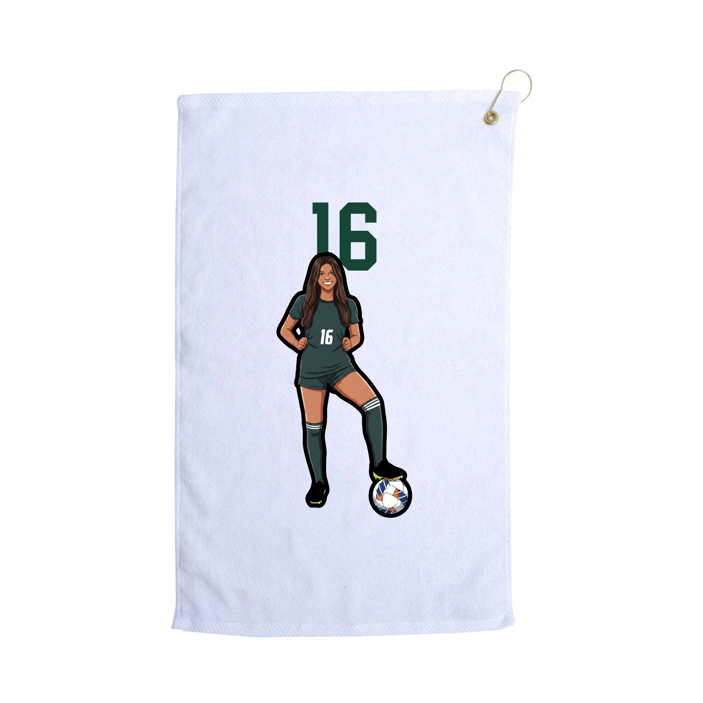 Golf Towel — Number Top in White