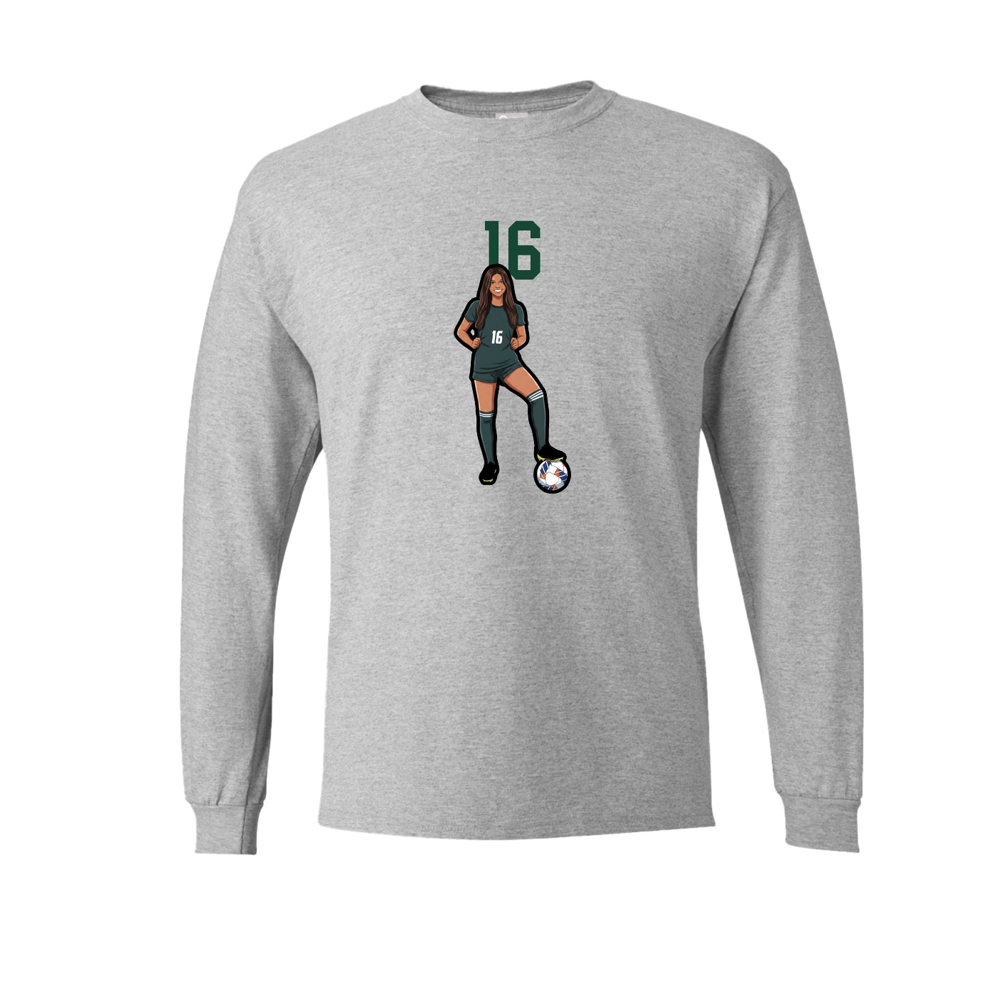 Long Sleeve Tee — Number Top in Grey