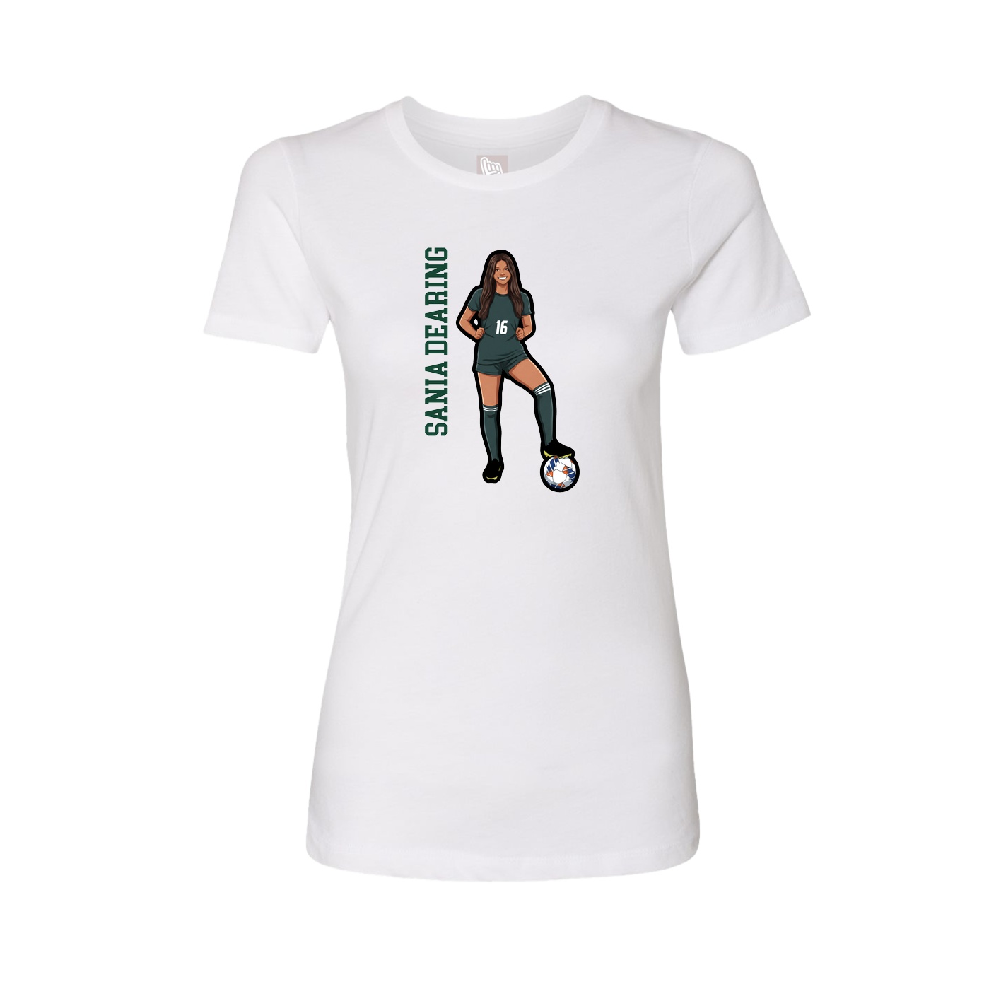 Fitted Women's Tee — Name Vertical in White