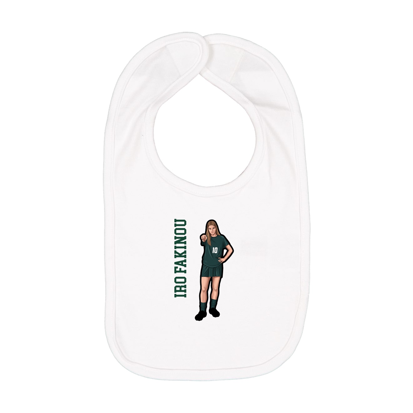 Infant Bib — Name Vertical in White