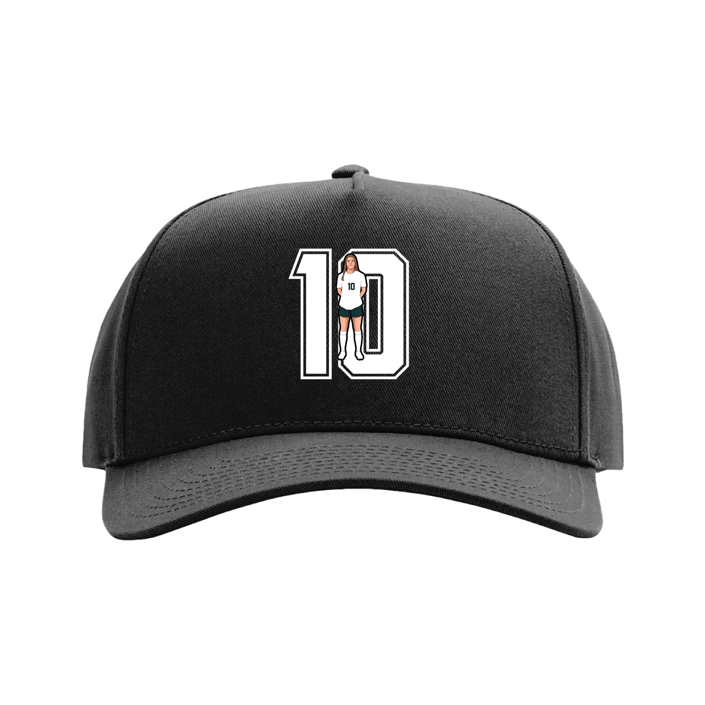 Full Fabric Five-Panel Champ Cap — Number in Black
