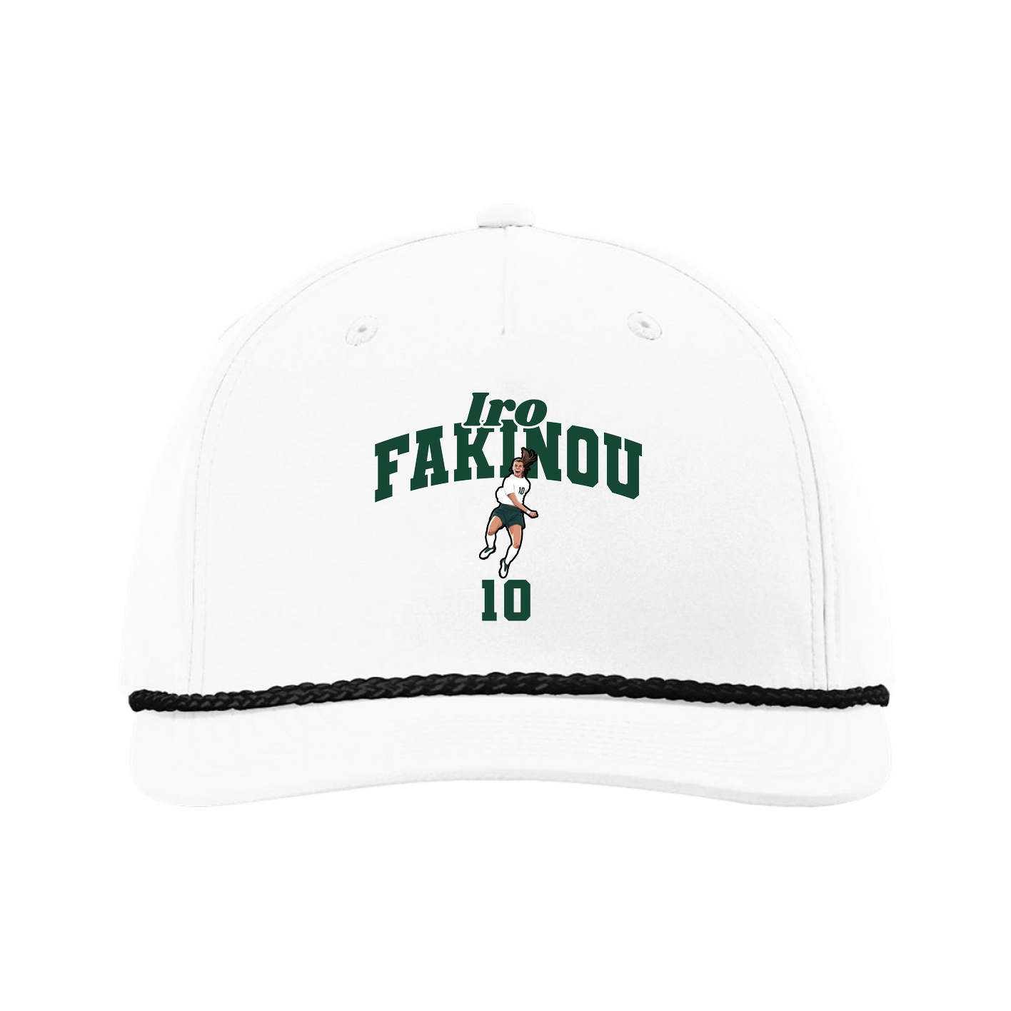 Five-Panel Classic Rope Cap — Signature Arch in White