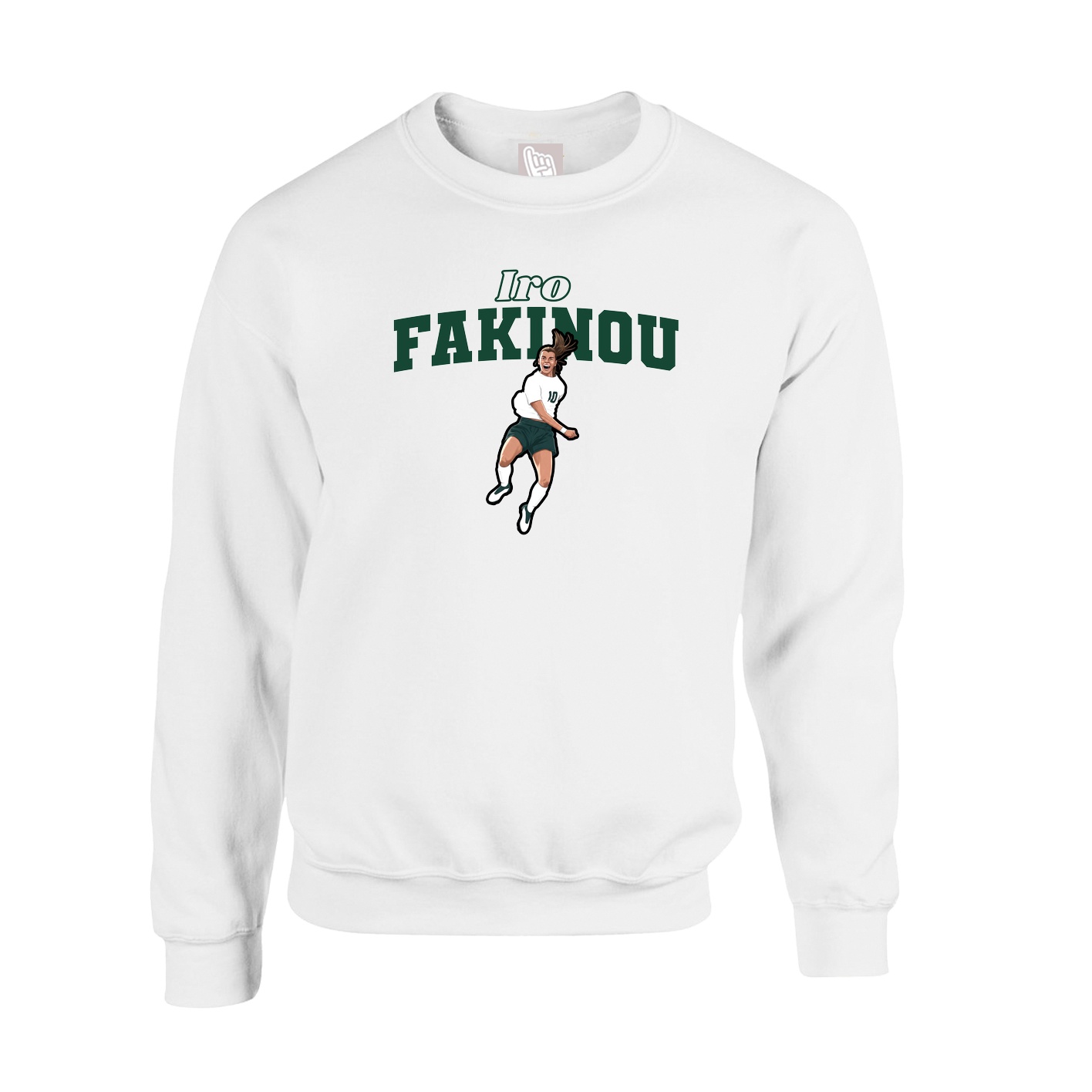 Fleece Crew — Name Arch in White