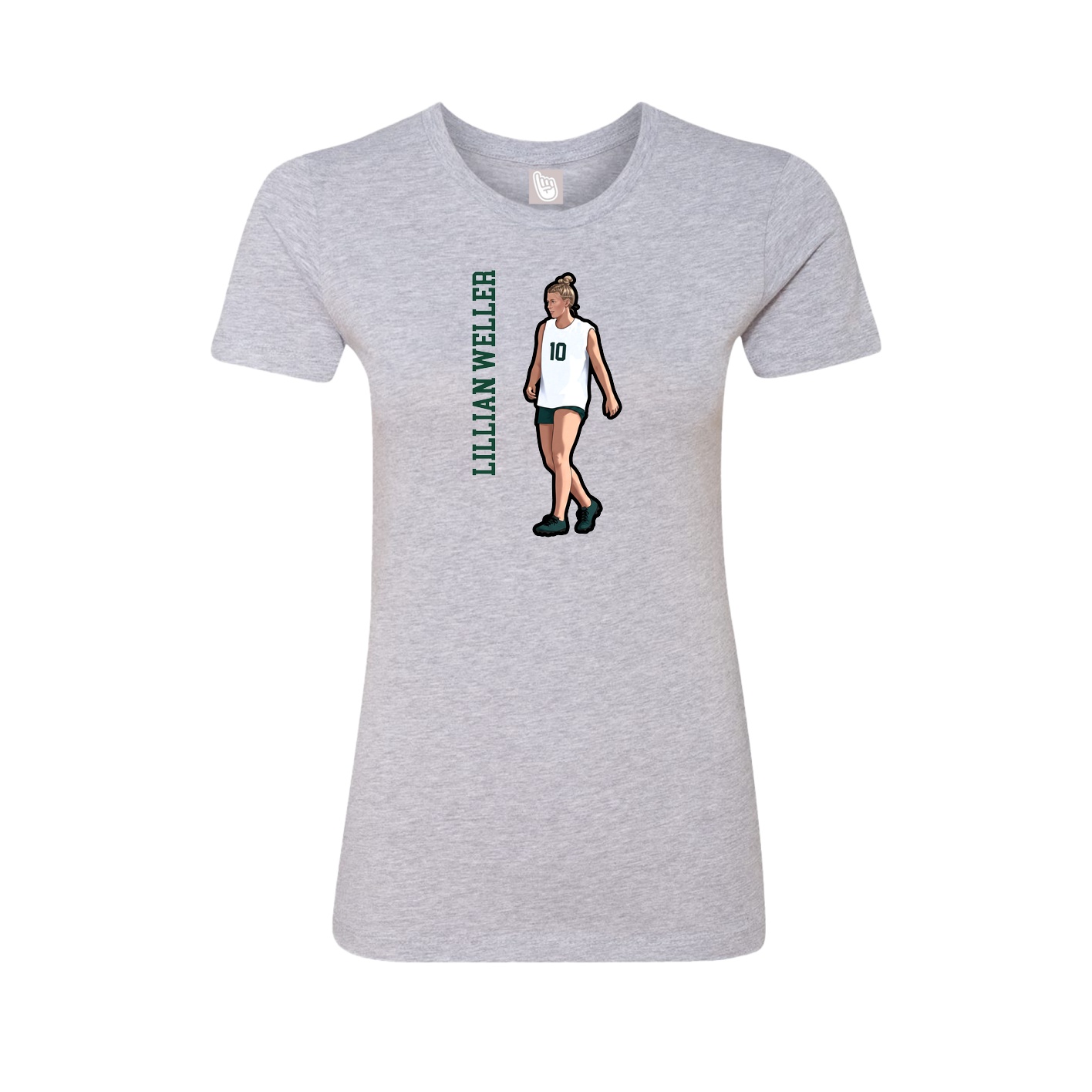 Fitted Women's Tee — Name Vertical in Grey