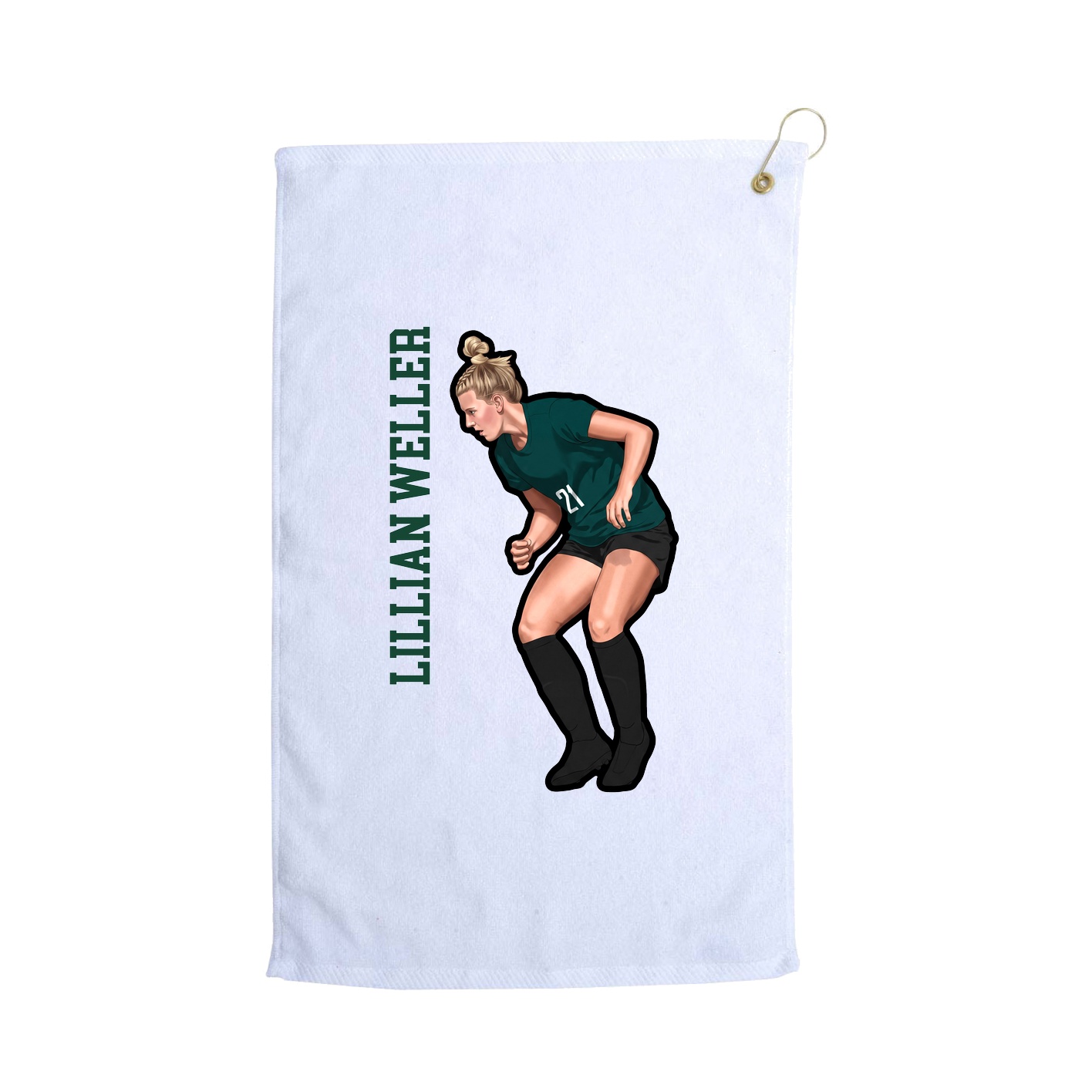 Golf Towel — Name Vertical in White