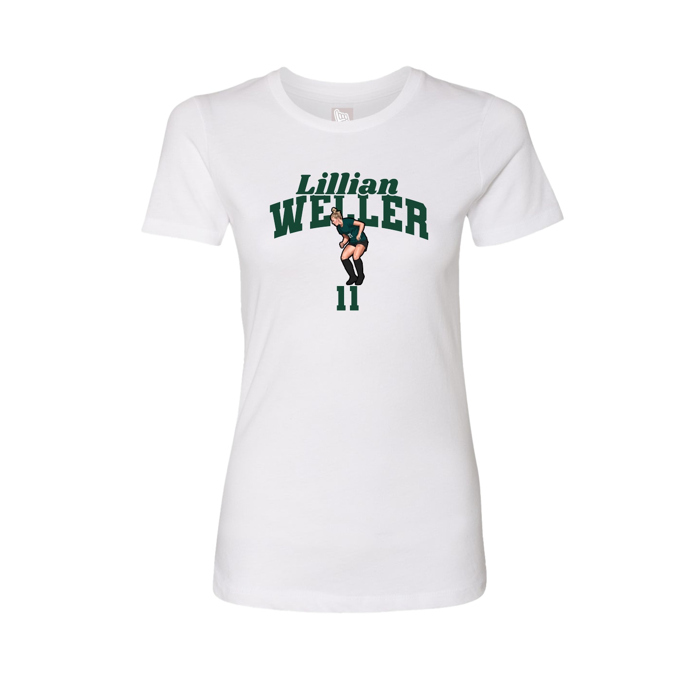 Fitted Women's Tee — Signature Arch in White