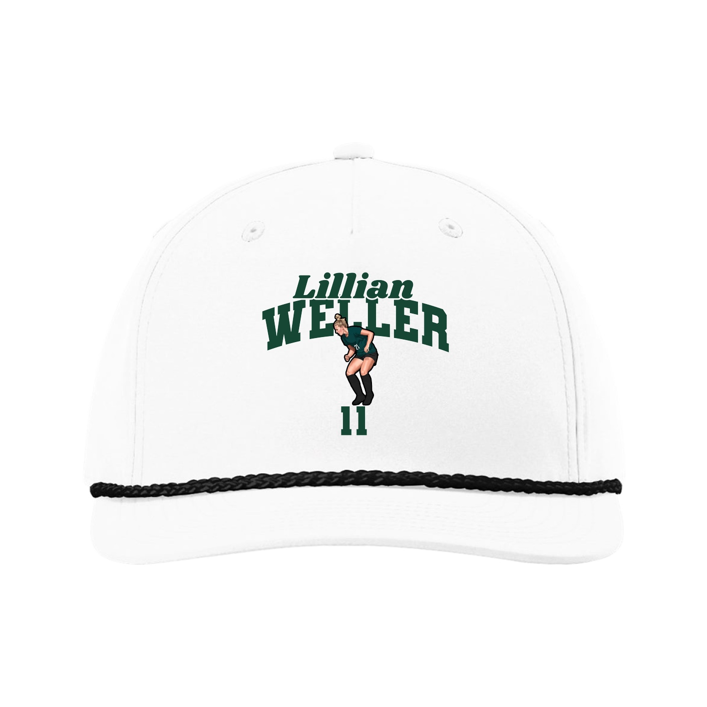 Five-Panel Classic Rope Cap — Signature Arch in White