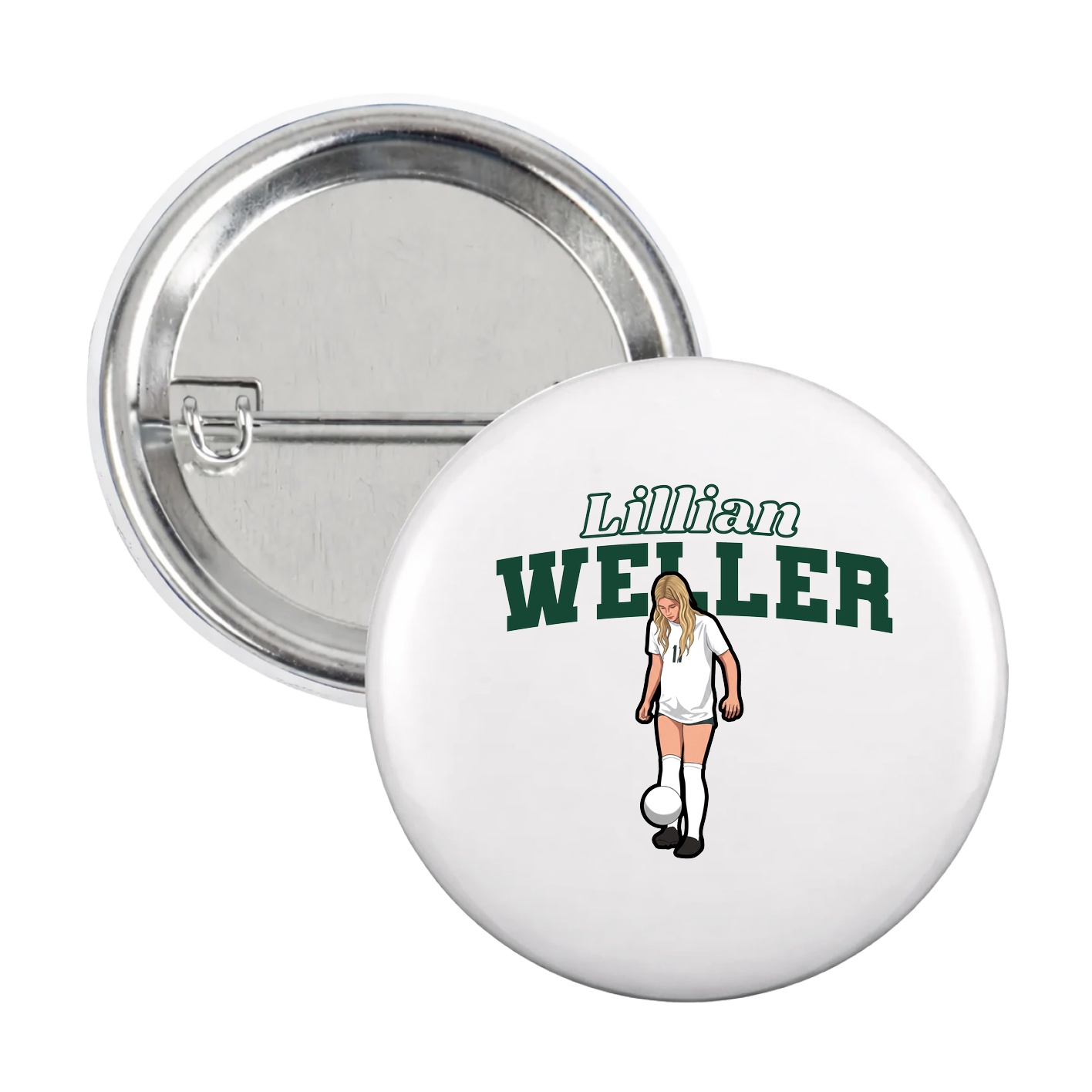 Game Day Button — Name Arch in White