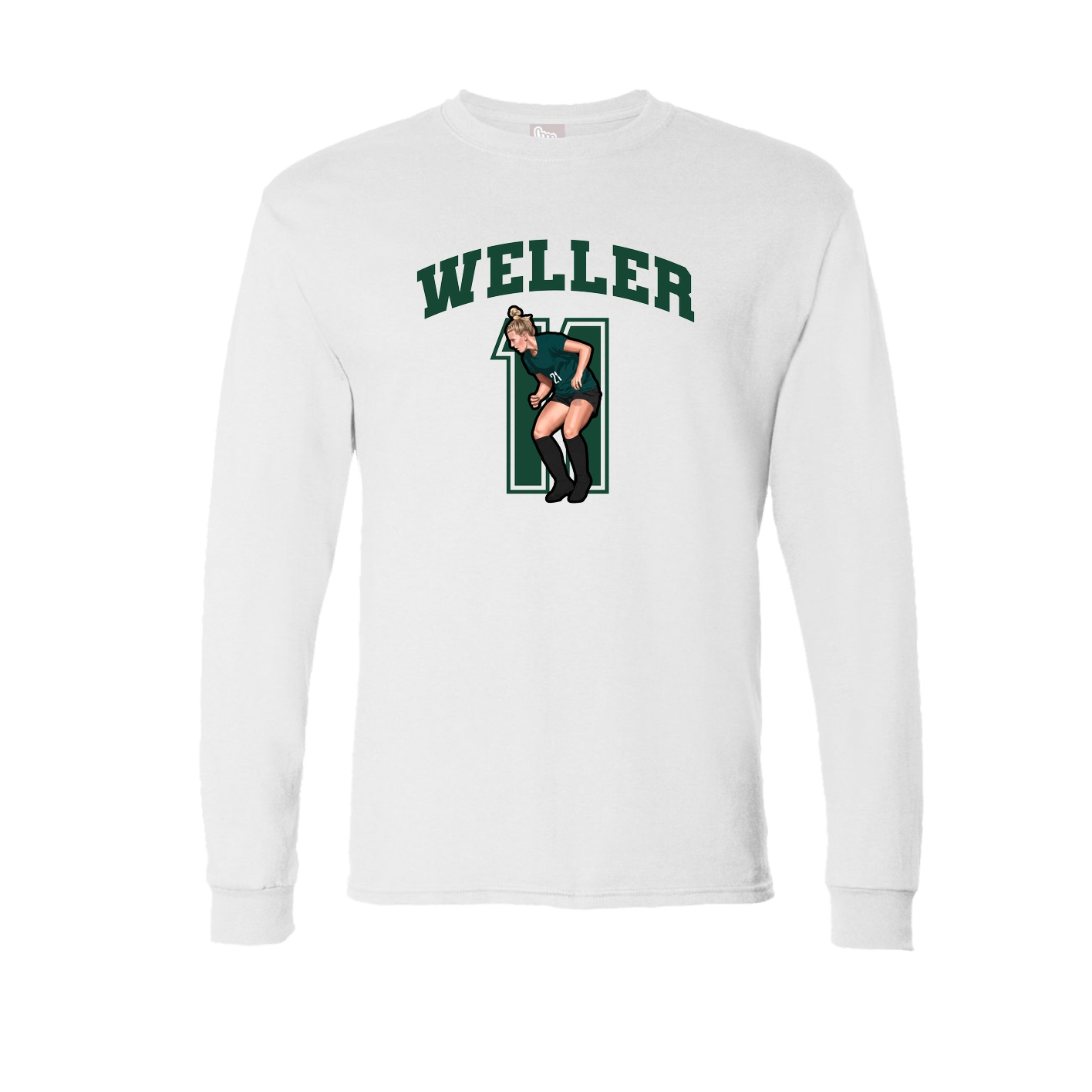 Long Sleeve Tee — Number in White