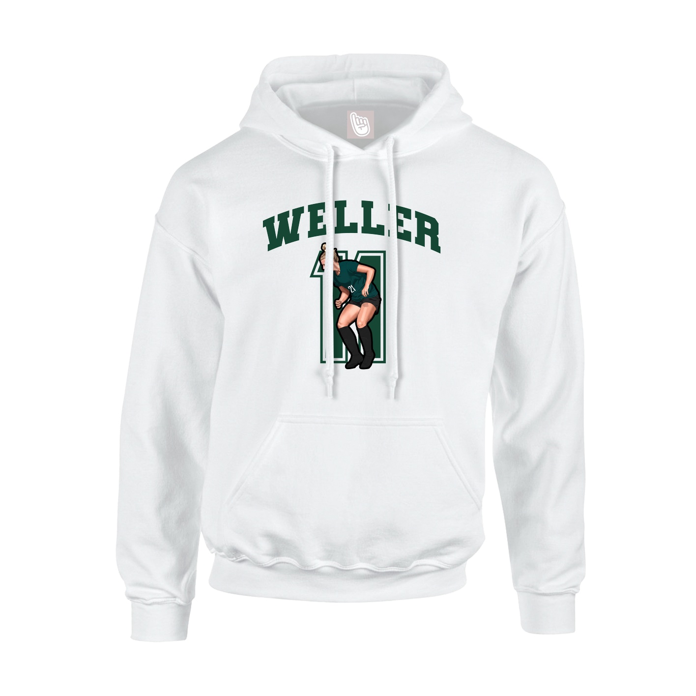 Hoodie — Number in White