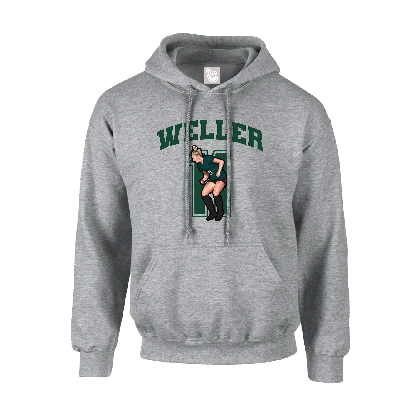 Youth Hoodie — Number in Grey