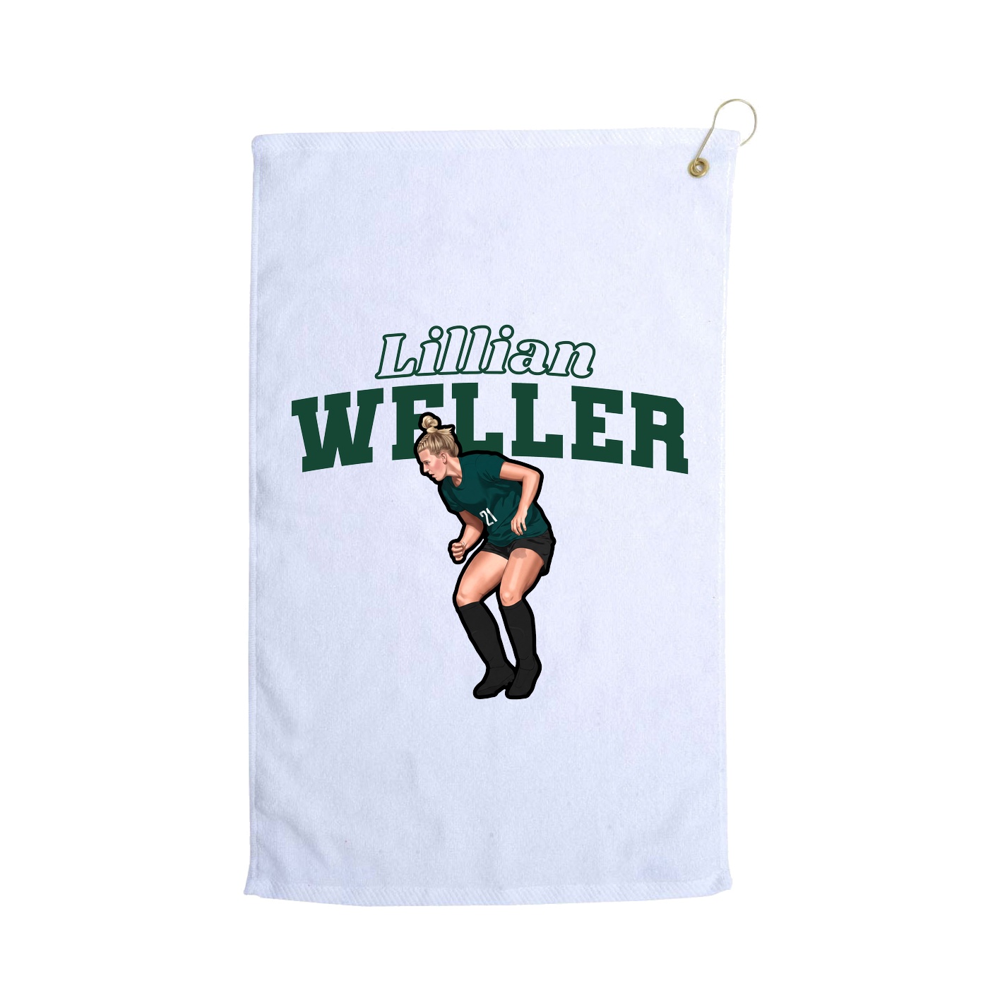 Golf Towel — Name Arch in White
