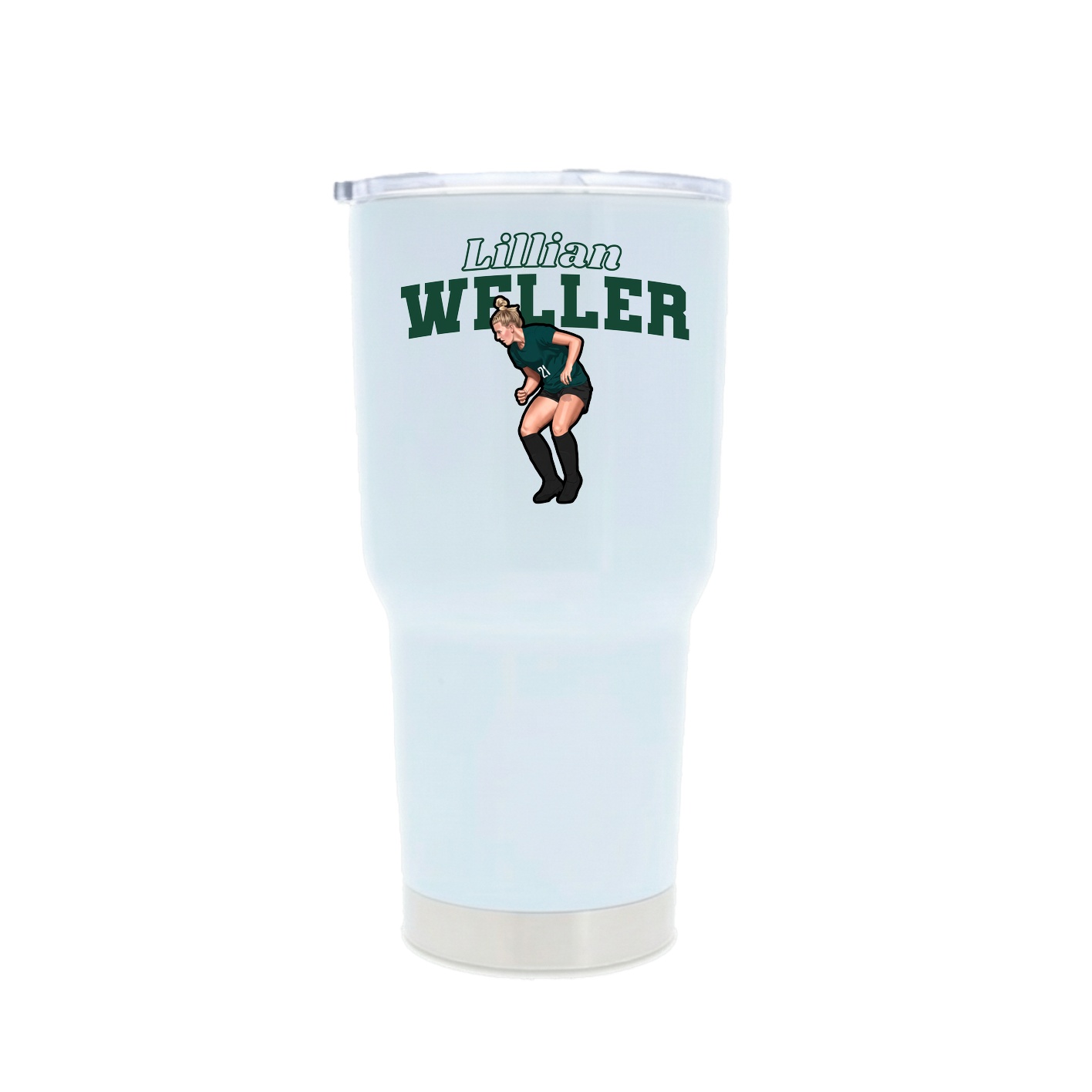 30oz Stainless Steel Tumbler — Name Arch in White