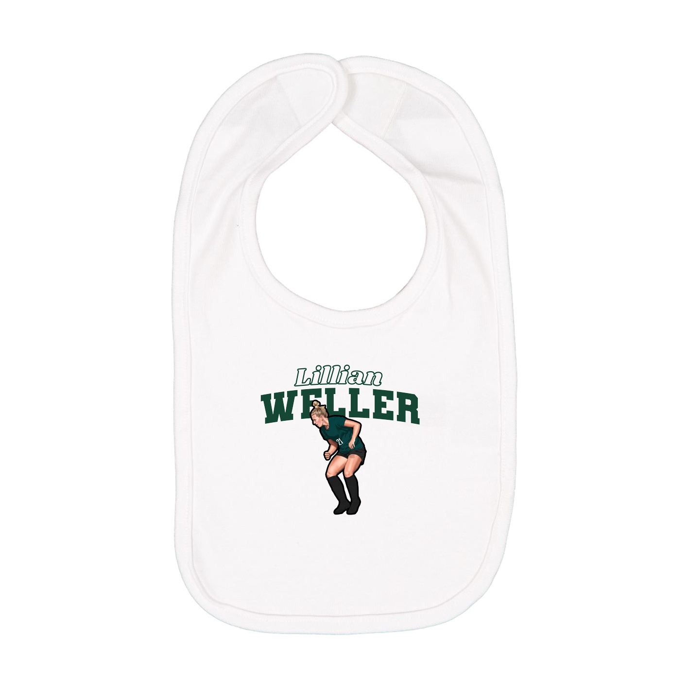 Infant Bib — Name Arch in White
