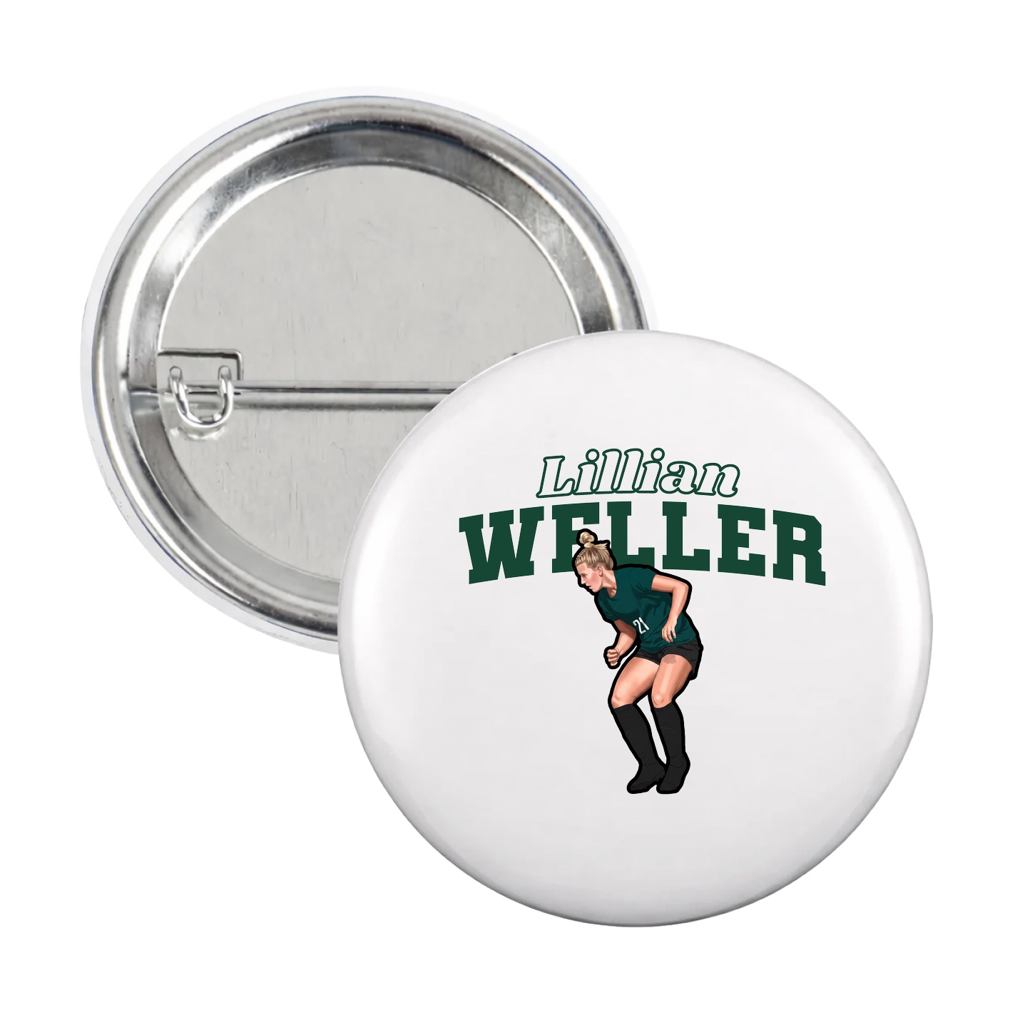 Game Day Button — Name Arch in White