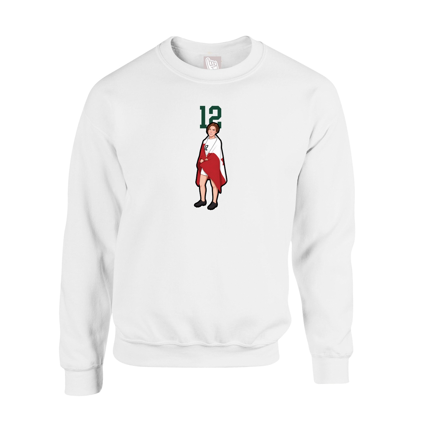 Fleece Crew — Number Top in White