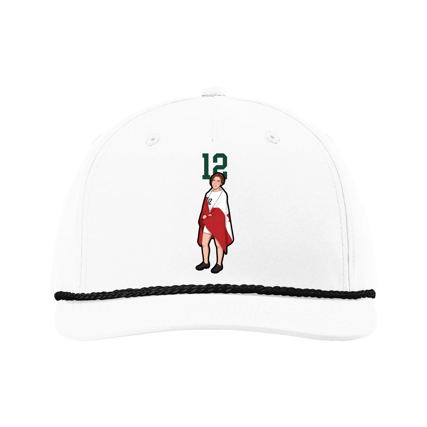 Five-Panel Classic Rope Cap — Number Top in White
