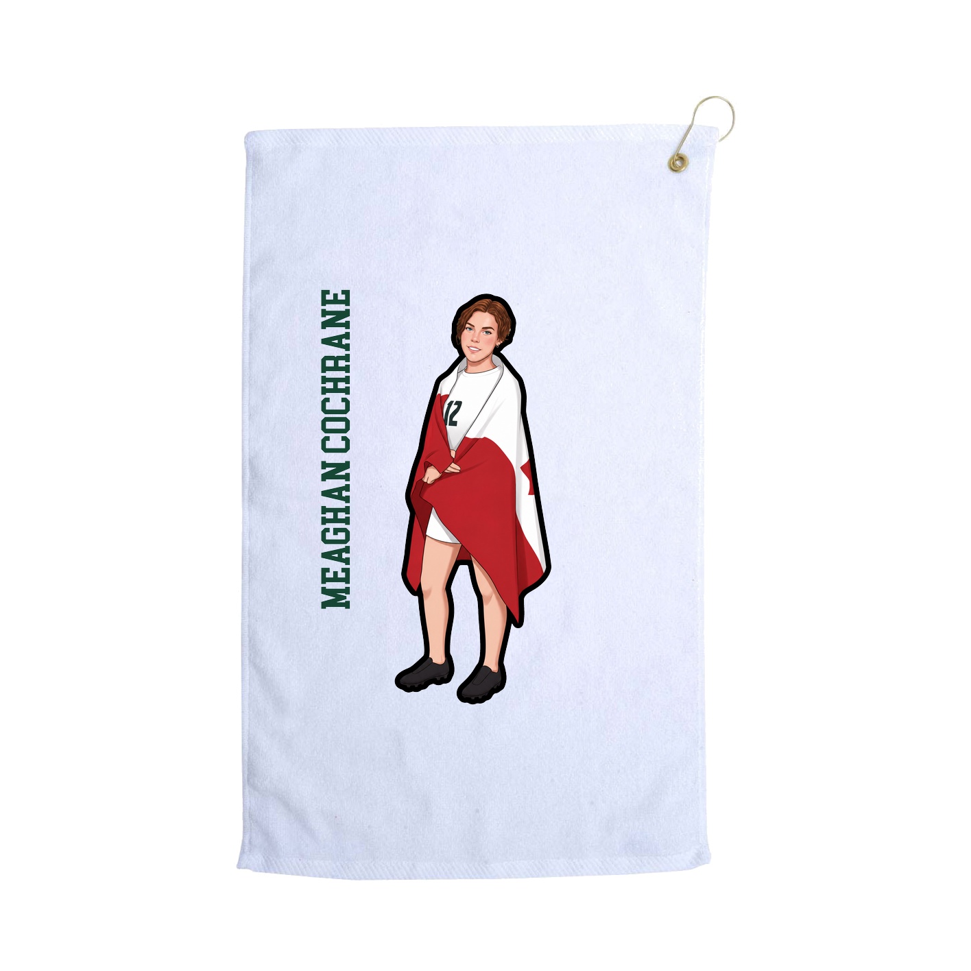 Golf Towel — Name Vertical in White