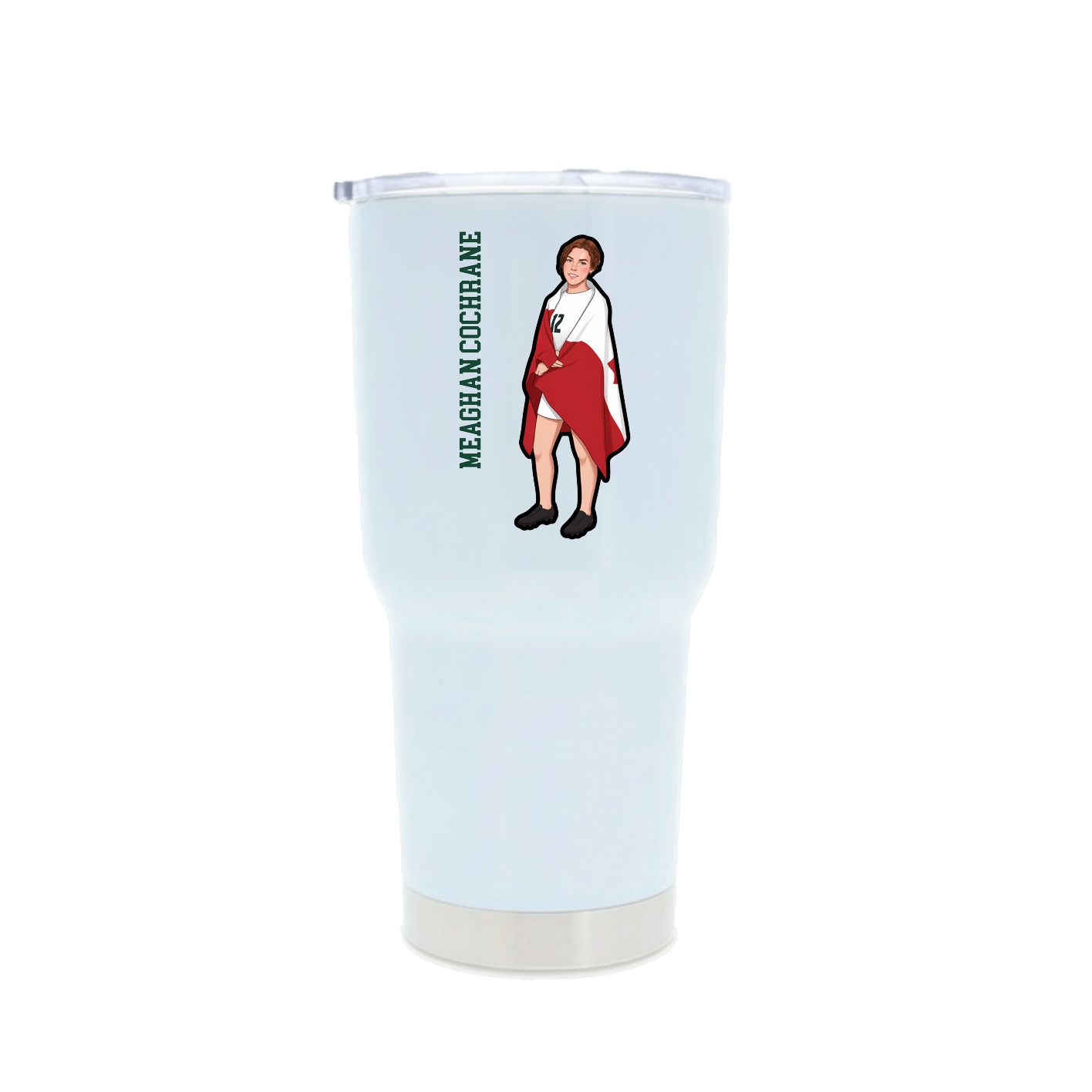30oz Stainless Steel Tumbler — Name Vertical in White