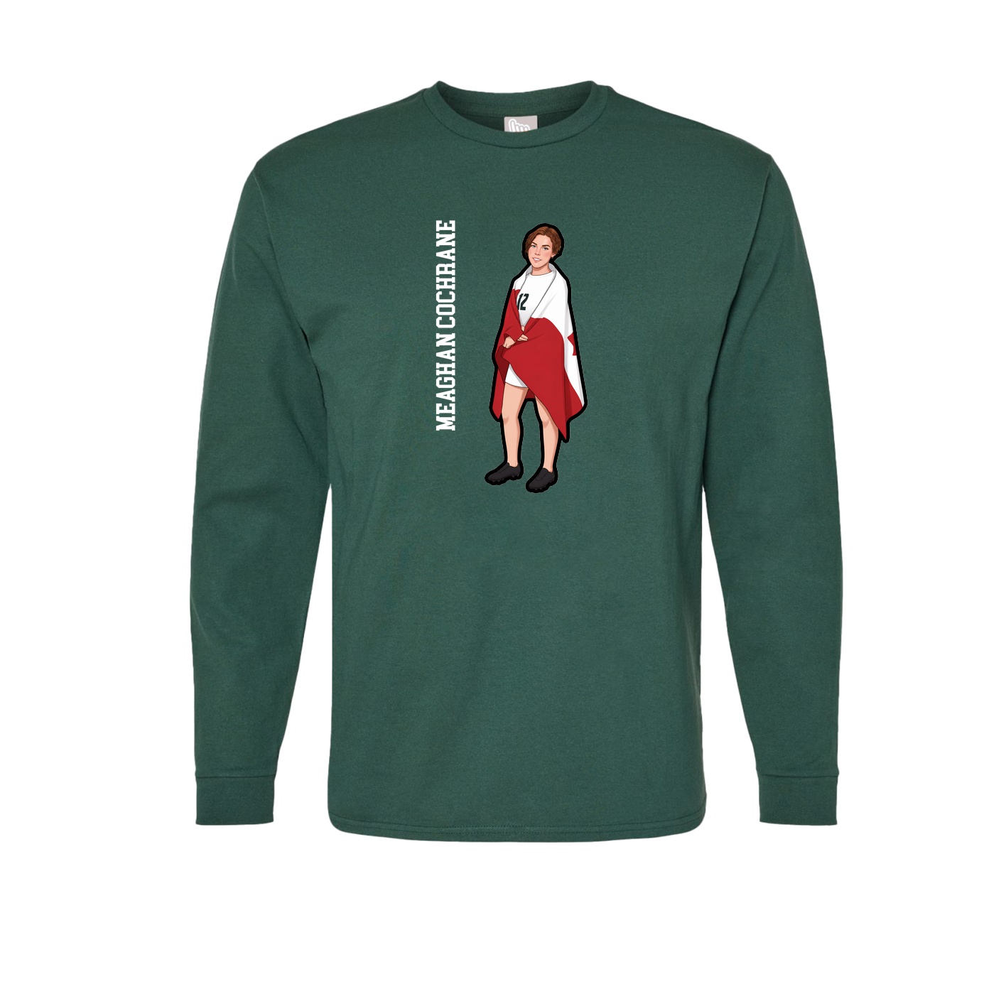 Long Sleeve Tee — Name Vertical in Green