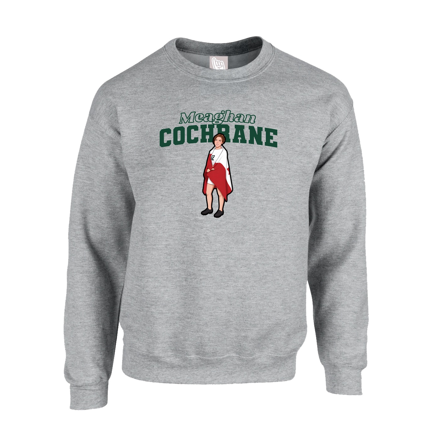 Fleece Crew — Name Arch in Grey
