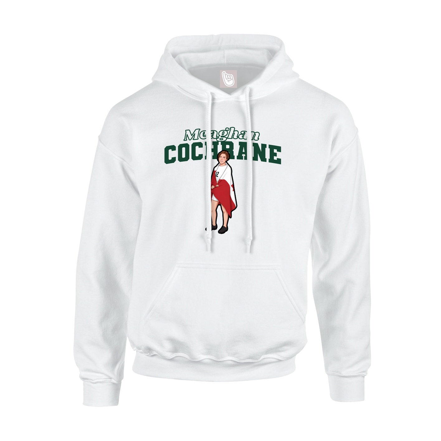 Youth Hoodie — Name Arch in White