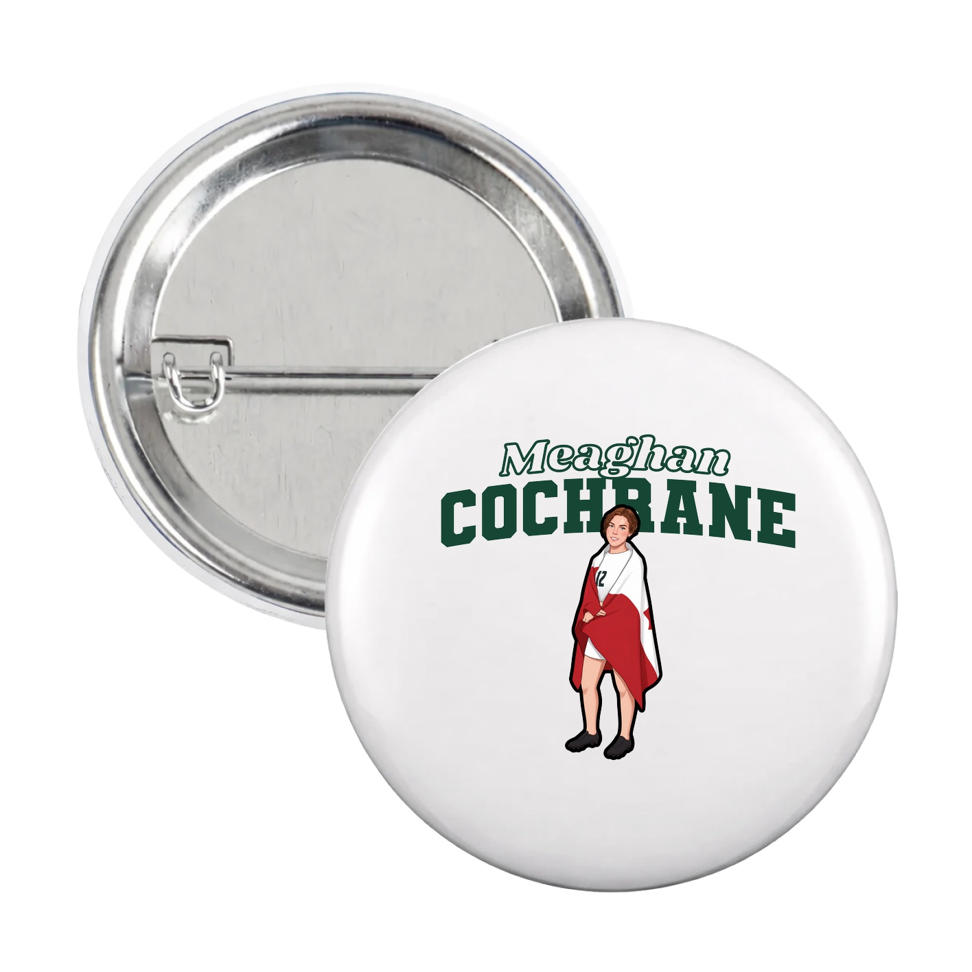 Game Day Button — Name Arch in White