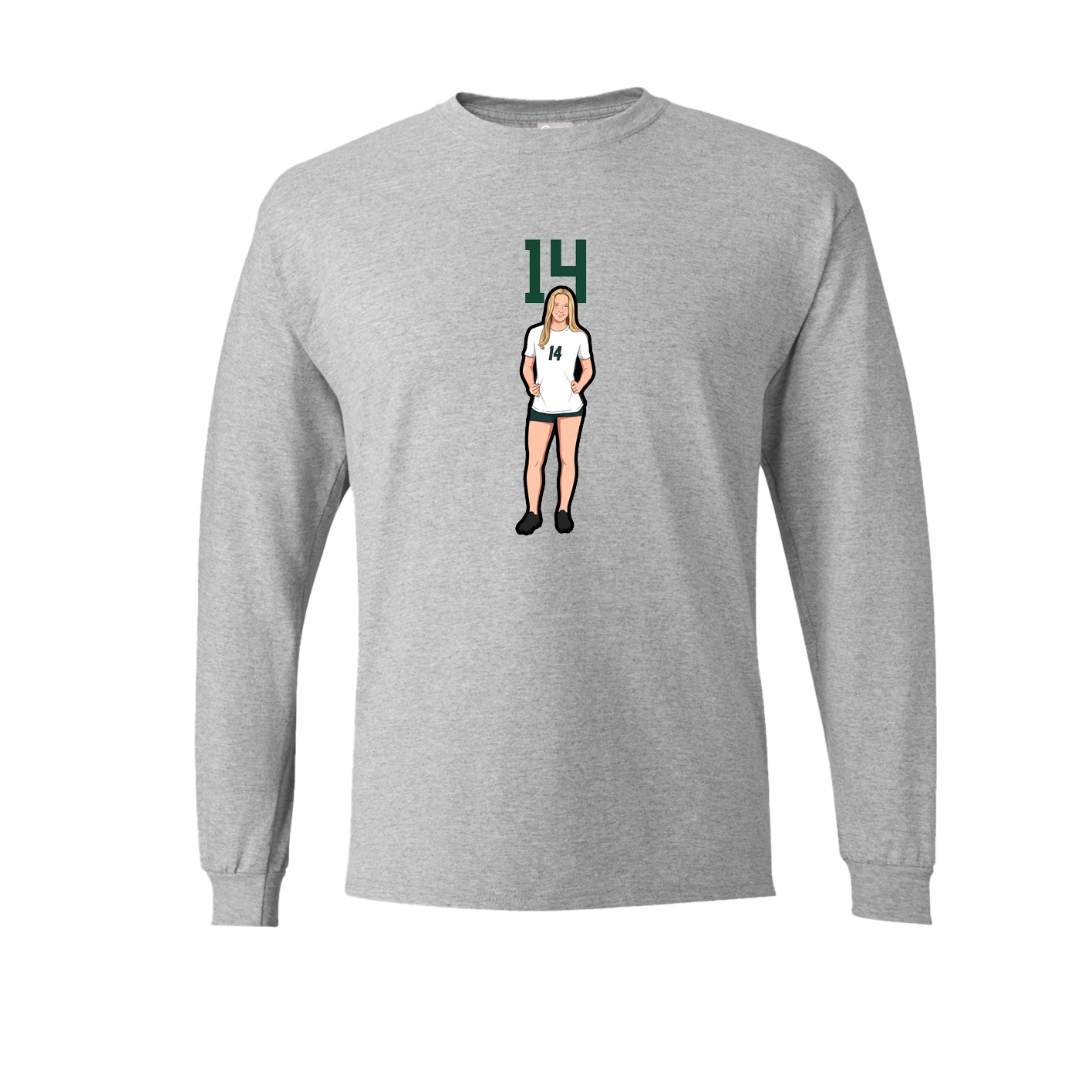 Long Sleeve Tee — Number Top in Grey