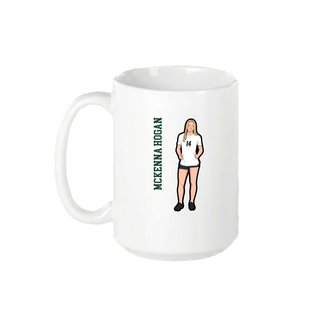 15oz Coffee Mug — Name Vertical in White