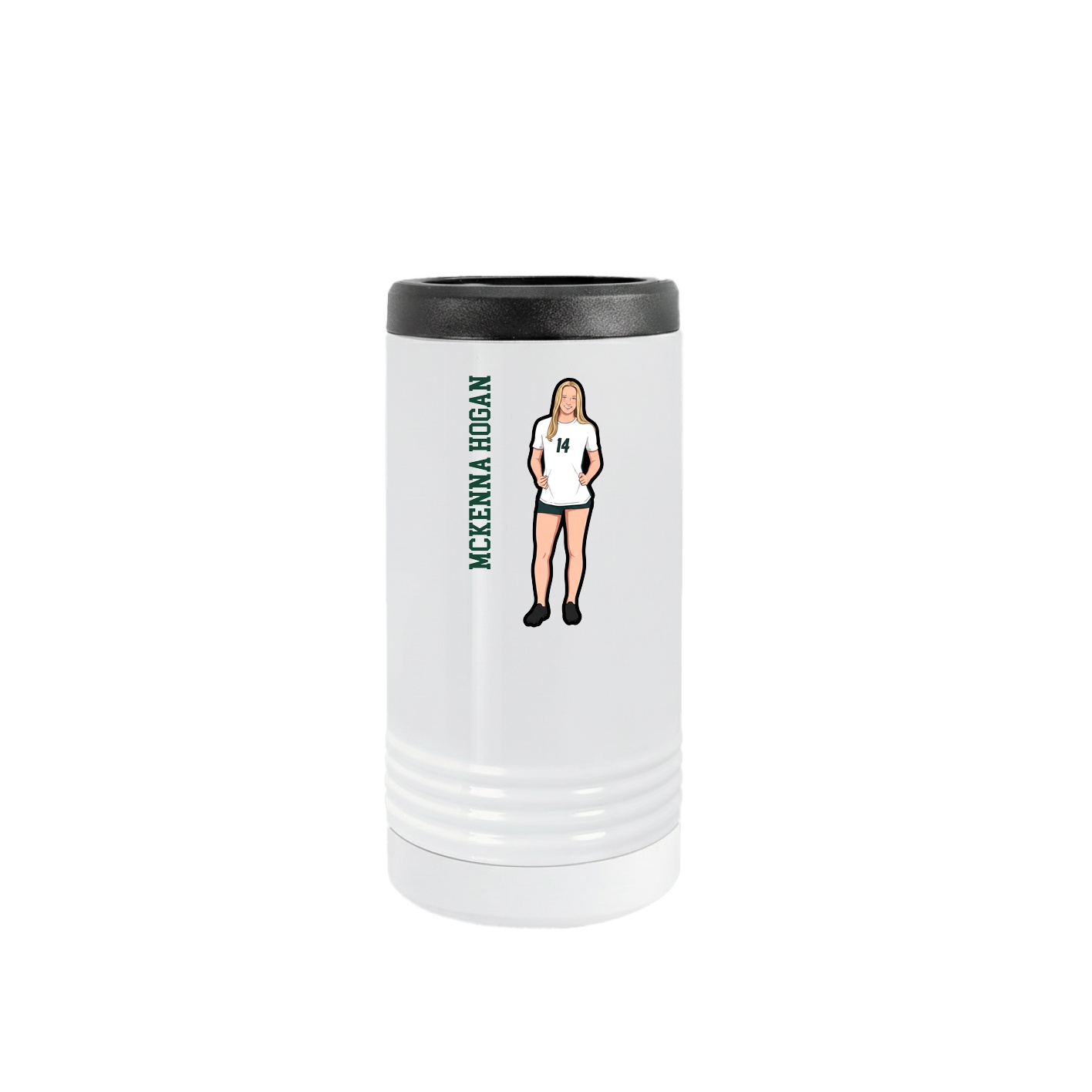 Slim Beverage Holder — Name Vertical in White