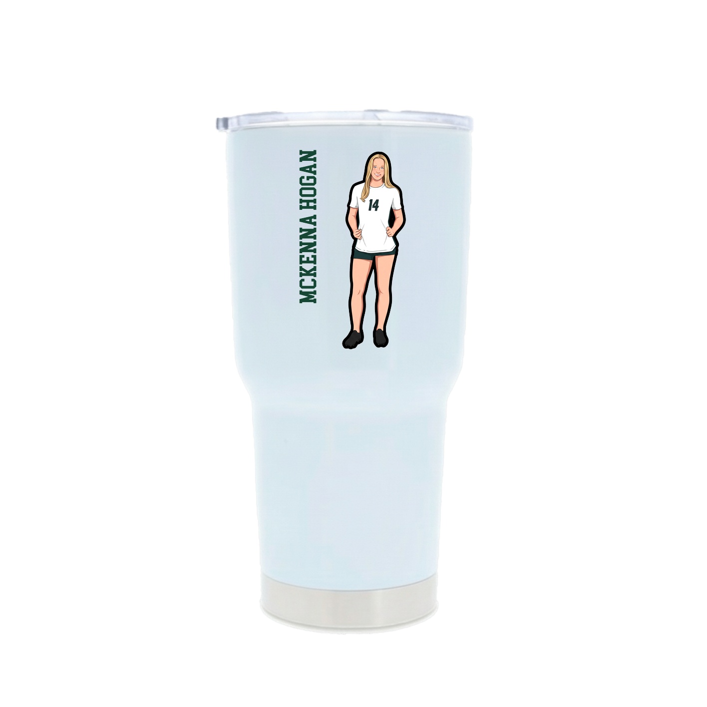 30oz Stainless Steel Tumbler — Name Vertical in White