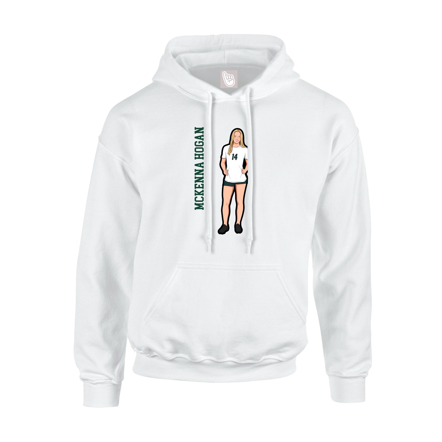Youth Hoodie — Name Vertical in White