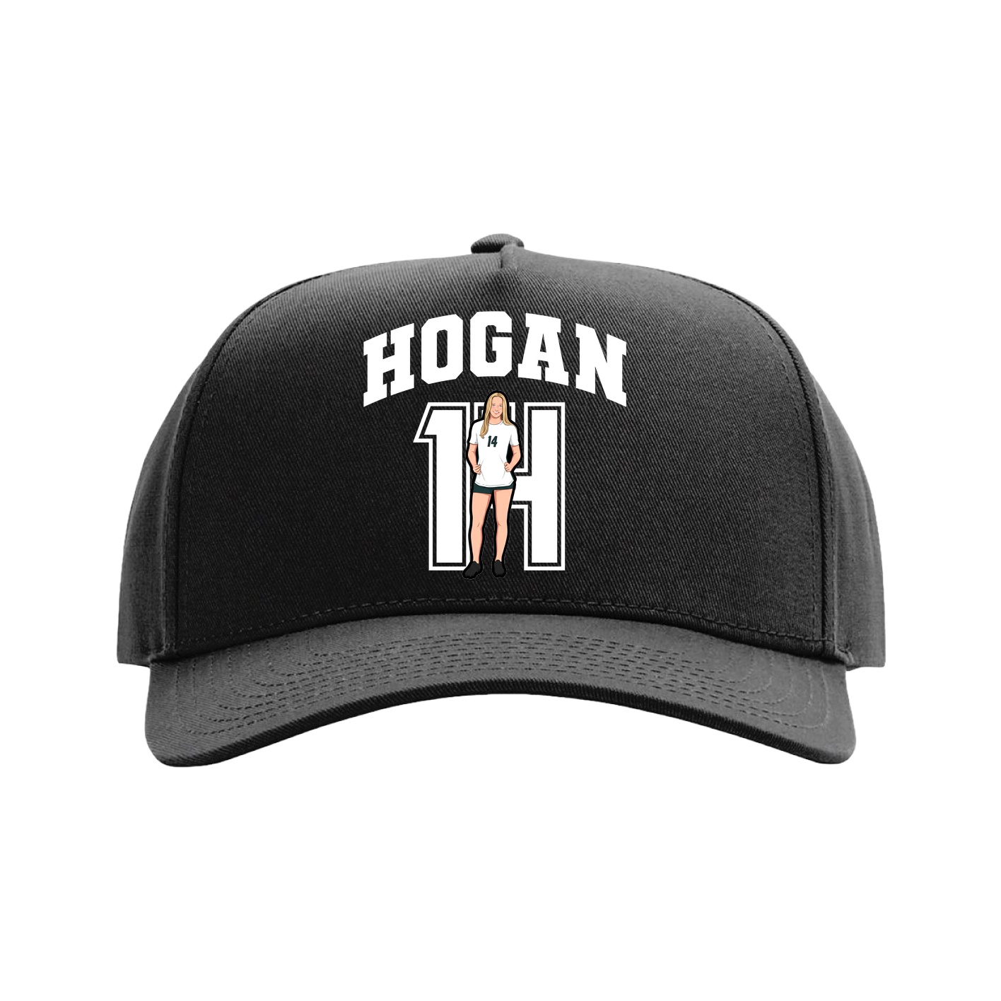 Full Fabric Five-Panel Champ Cap — Number in Black