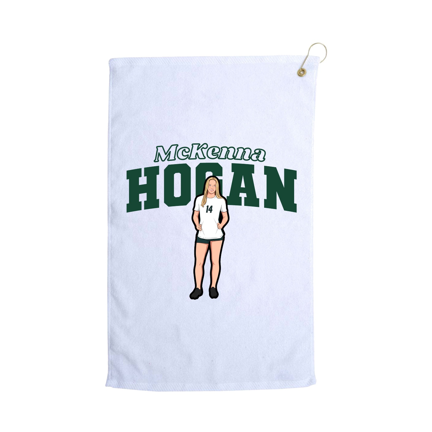 Golf Towel — Name Arch in White
