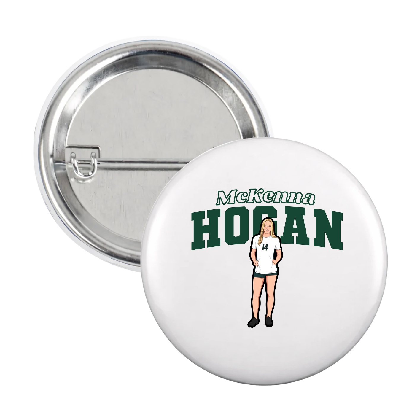 Game Day Button — Name Arch in White