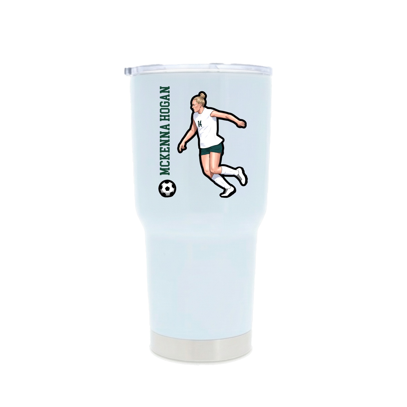 30oz Stainless Steel Tumbler — Name Vertical in White