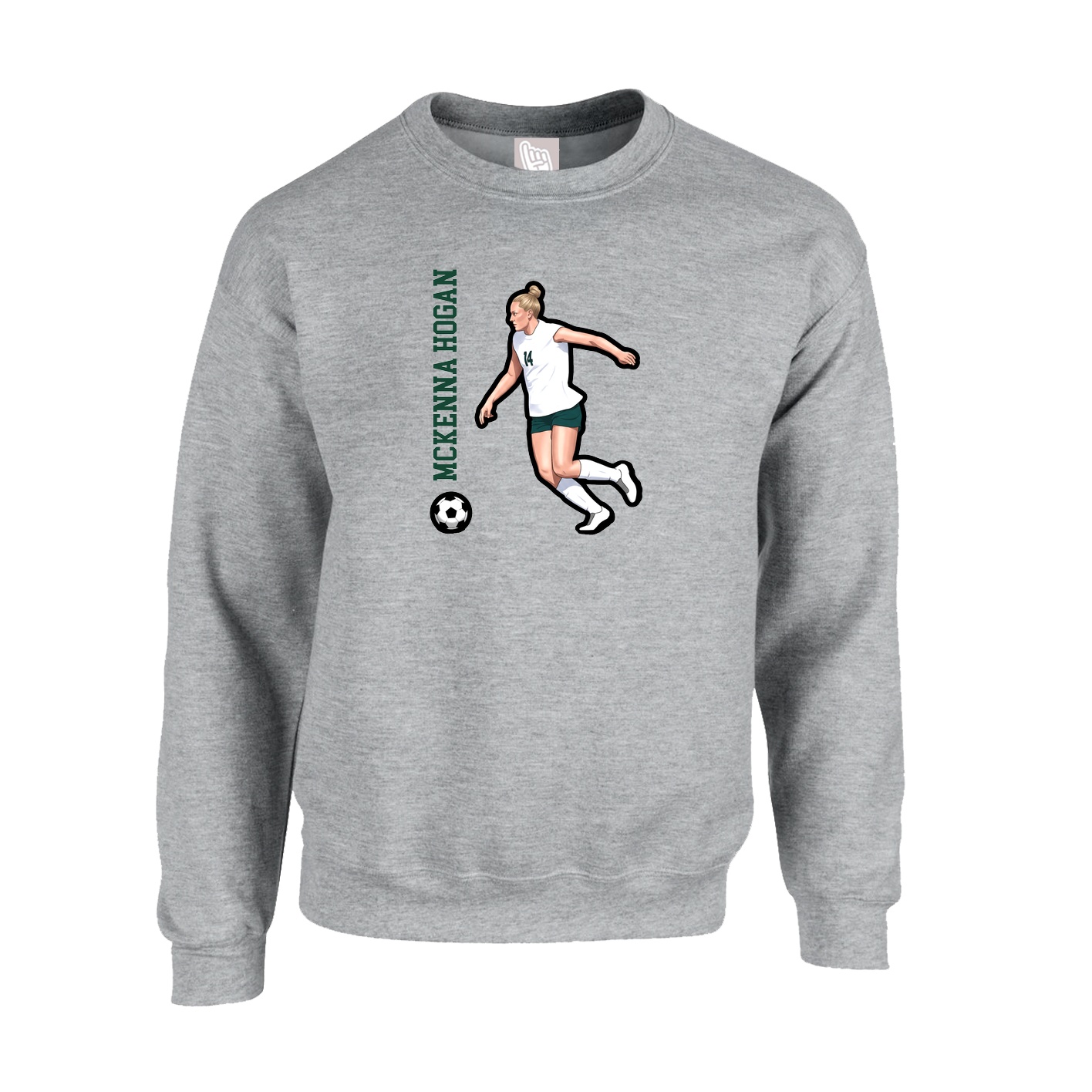 Fleece Crew — Name Vertical in Grey