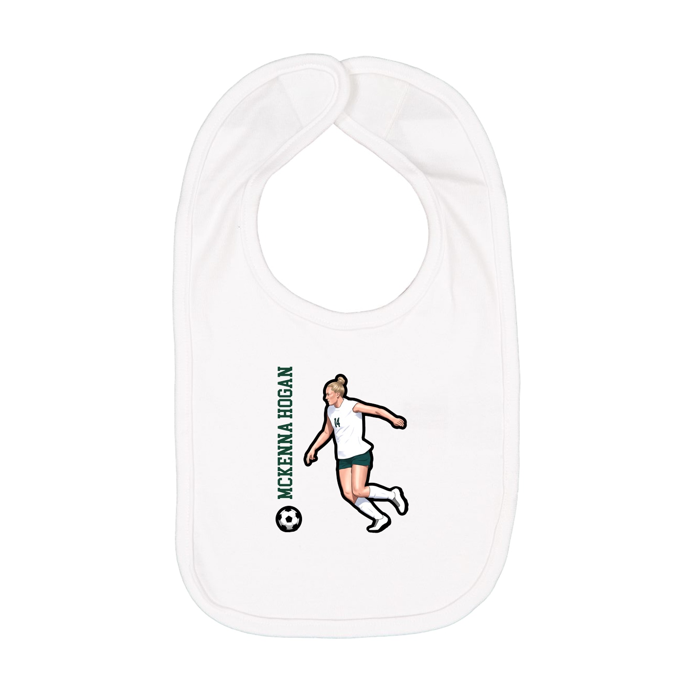 Infant Bib — Name Vertical in White
