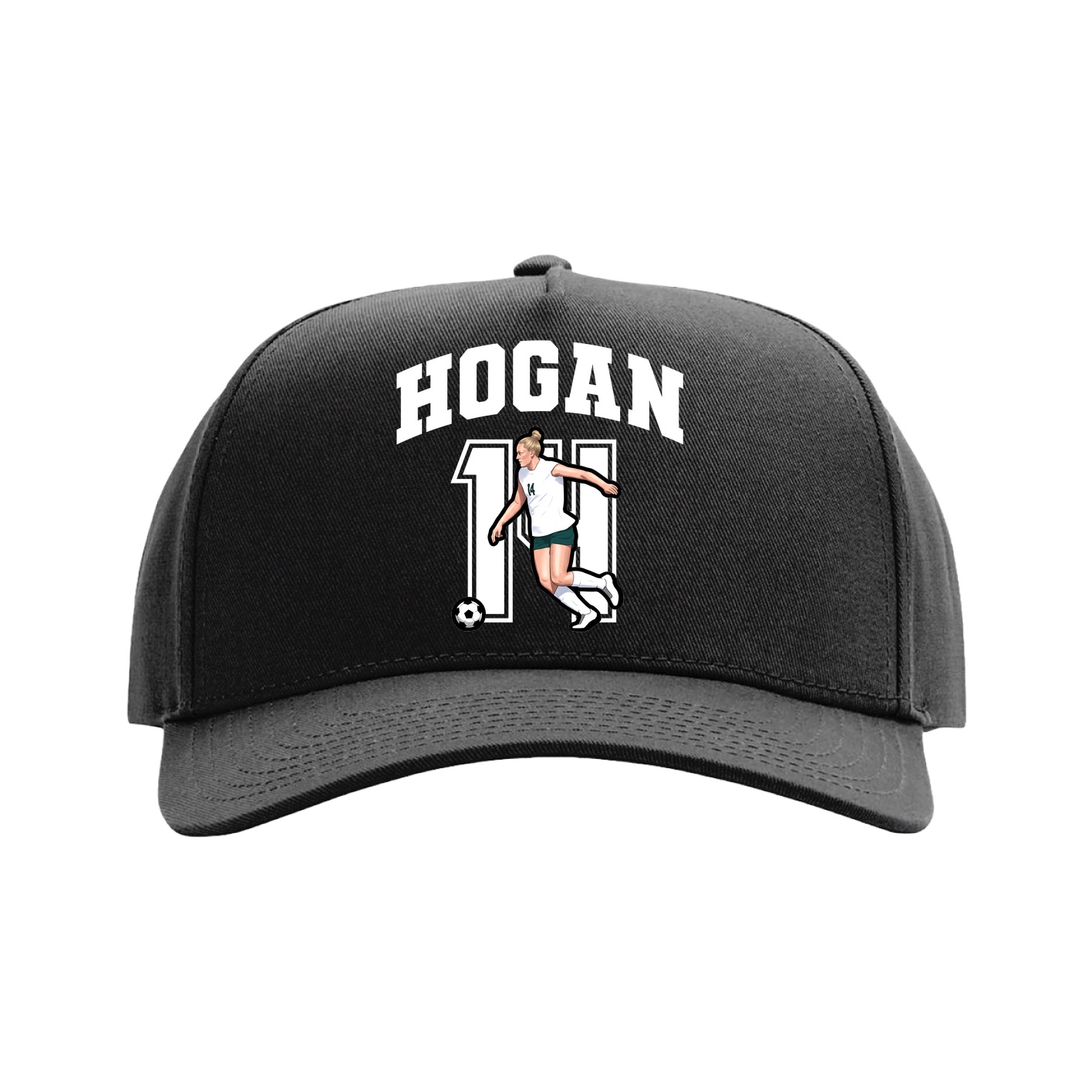 Full Fabric Five-Panel Champ Cap — Number in Black