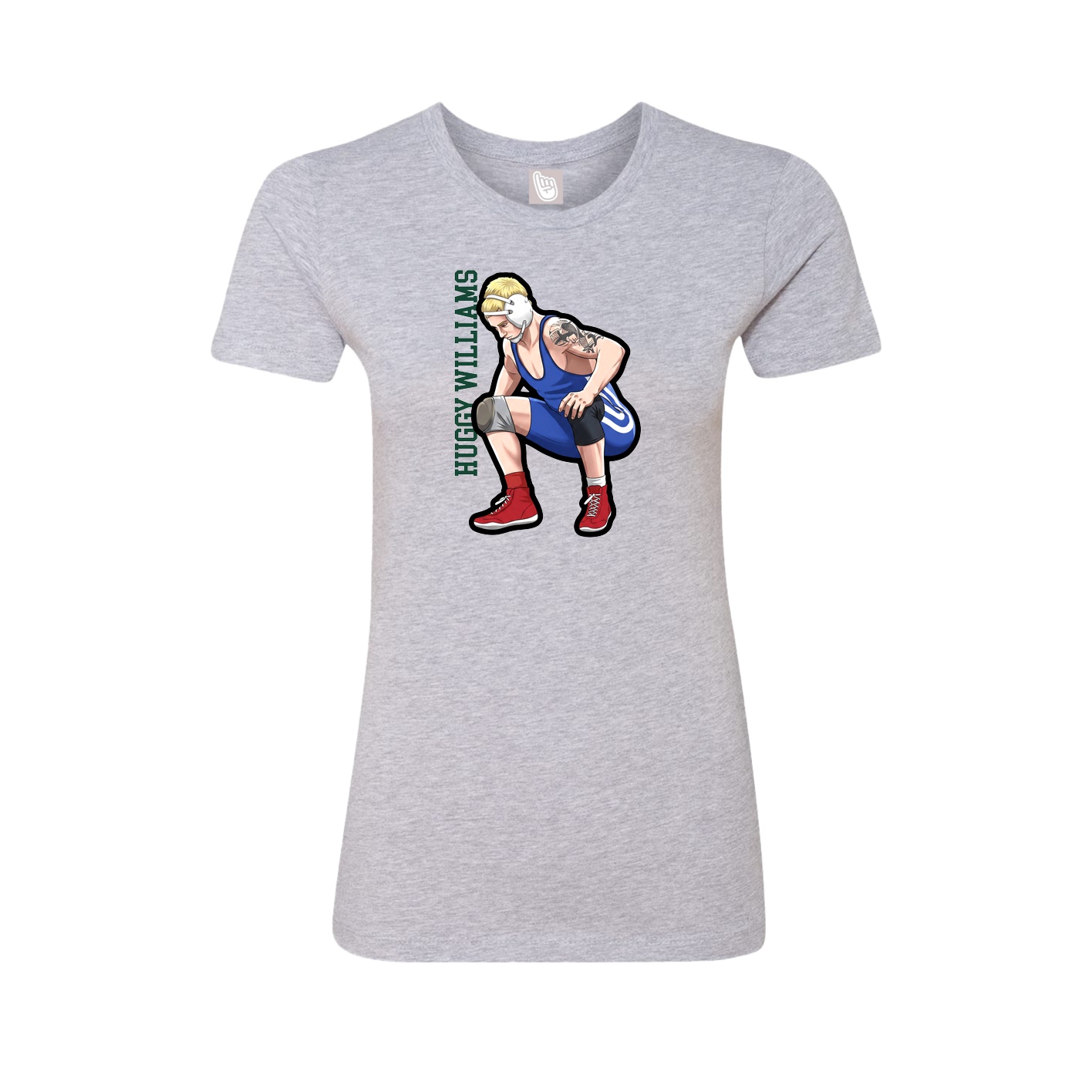 Fitted Women's Tee — Name Vertical in Grey